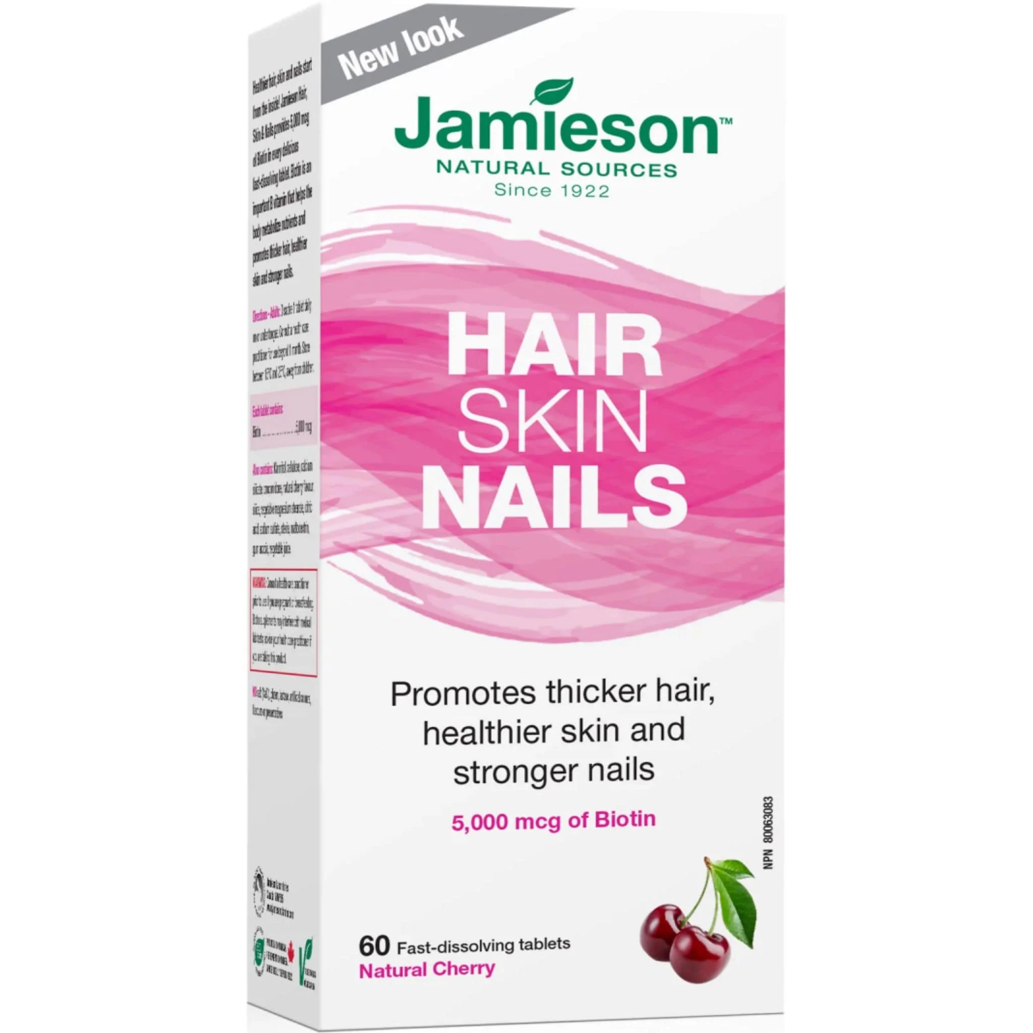 Jamieson Hair, Skin & Nails, Cherry Flavour, 60 Fast-Dissolving Tablets - Image 3