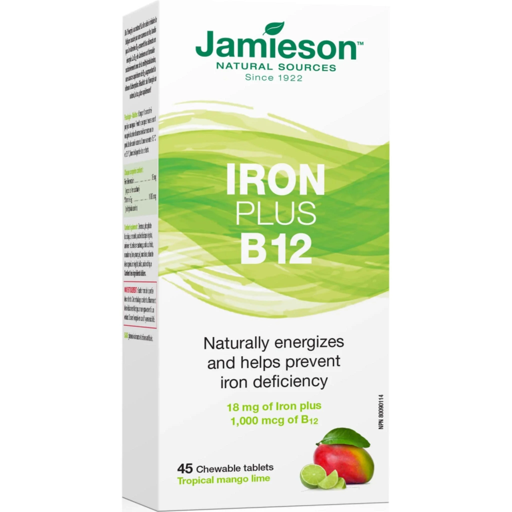Jamieson Iron Plus B12,  Chewable Iron 18mg, B12 1,000mcg, 45 Chewable Tablets - Image 3
