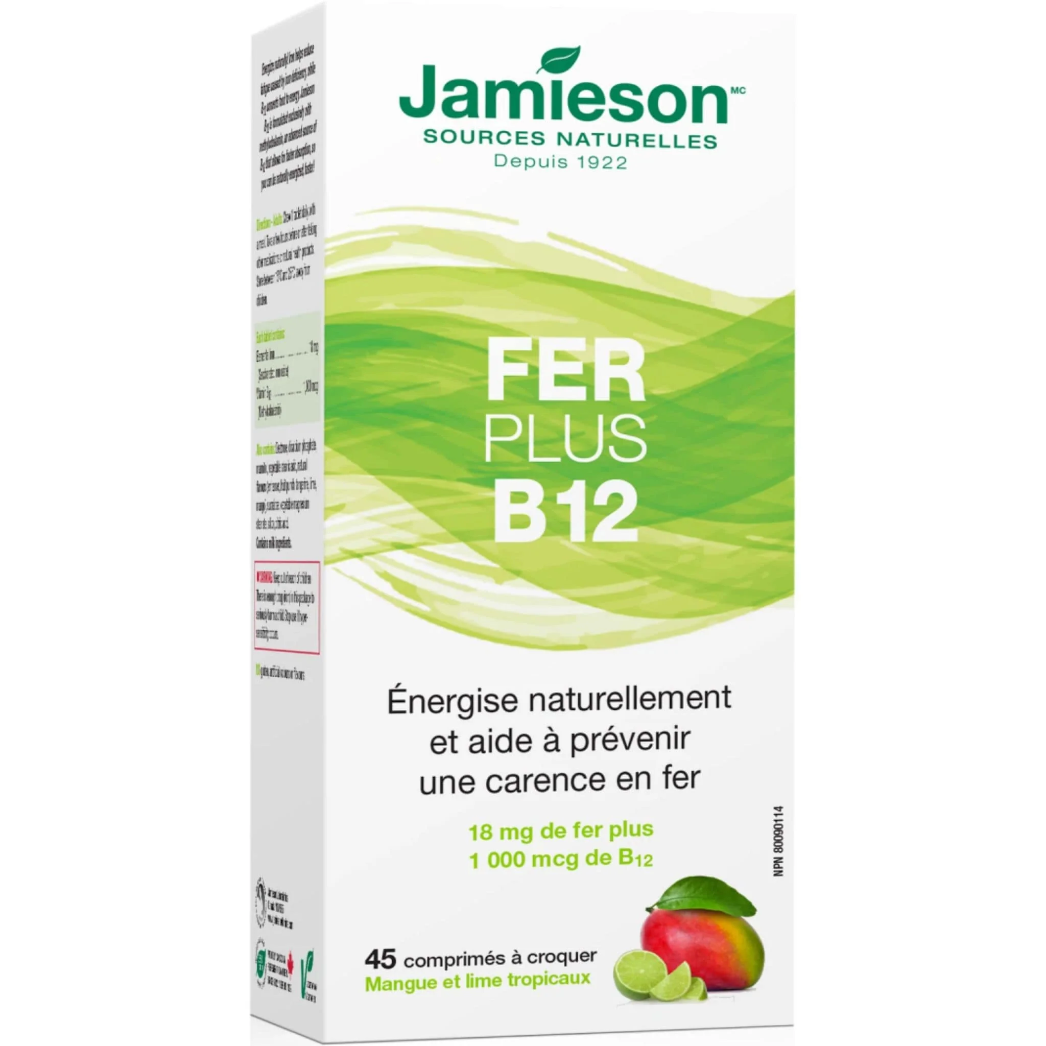 Jamieson Iron Plus B12,  Chewable Iron 18mg, B12 1,000mcg, 45 Chewable Tablets - Image 4