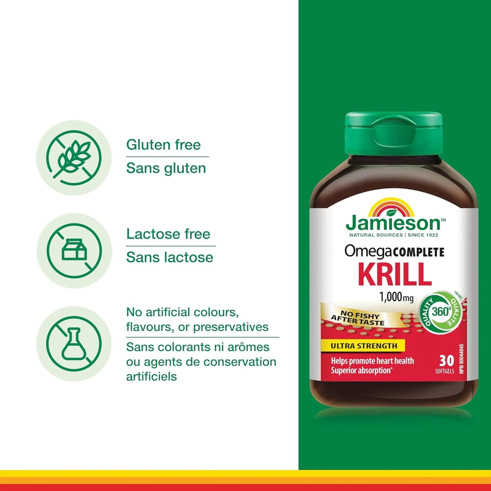 Jamieson Krill Oil, Ultra Strength, 1000mg, 30 Softgels - Image 4