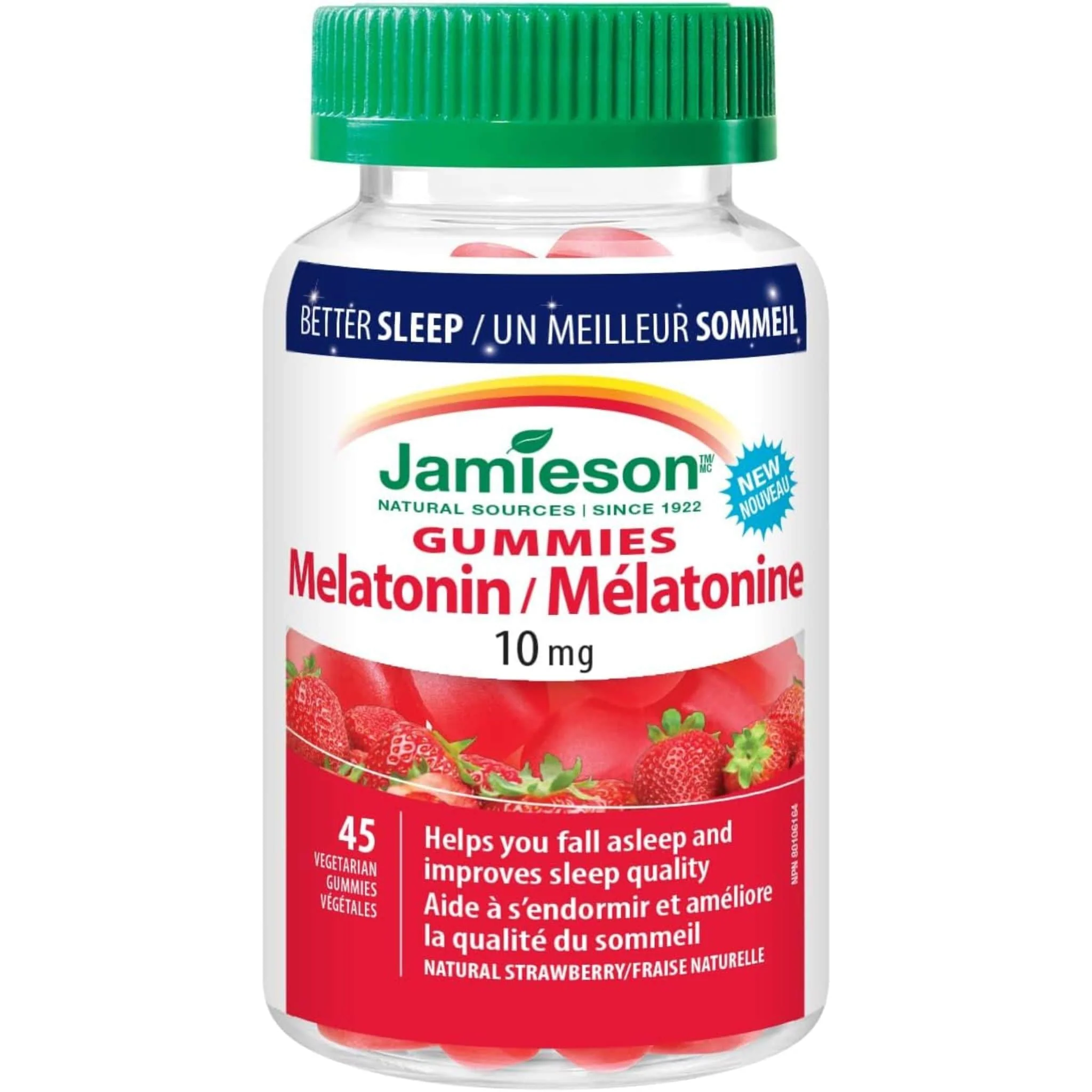 Jamieson Melatonin 10mg Gummies, Strawberry Flavour, 45 Vegetarian Gummies