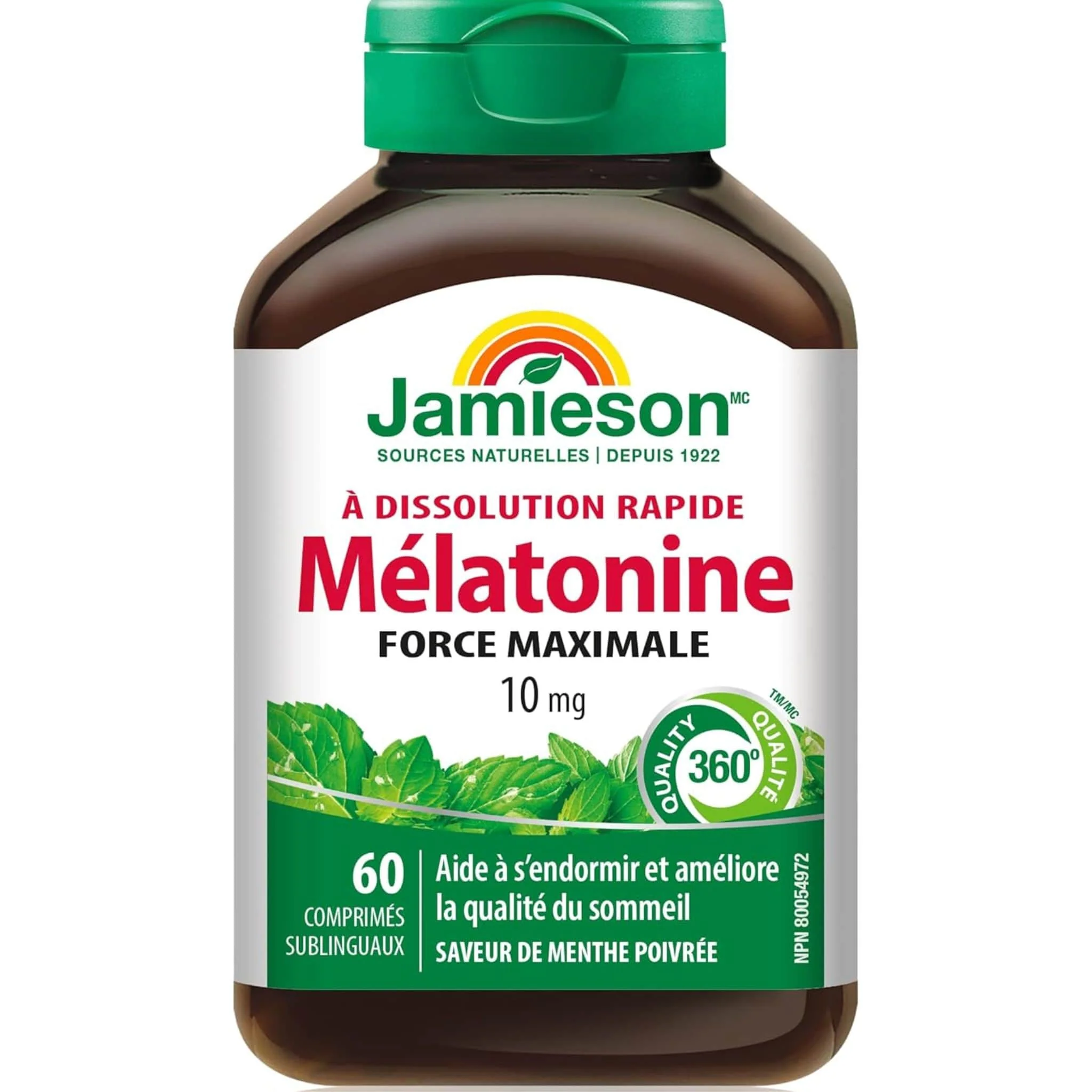 Jamieson Melatonin, Peppermint Flavour, 10mg, 60 Sublingual Tablets - Image 2