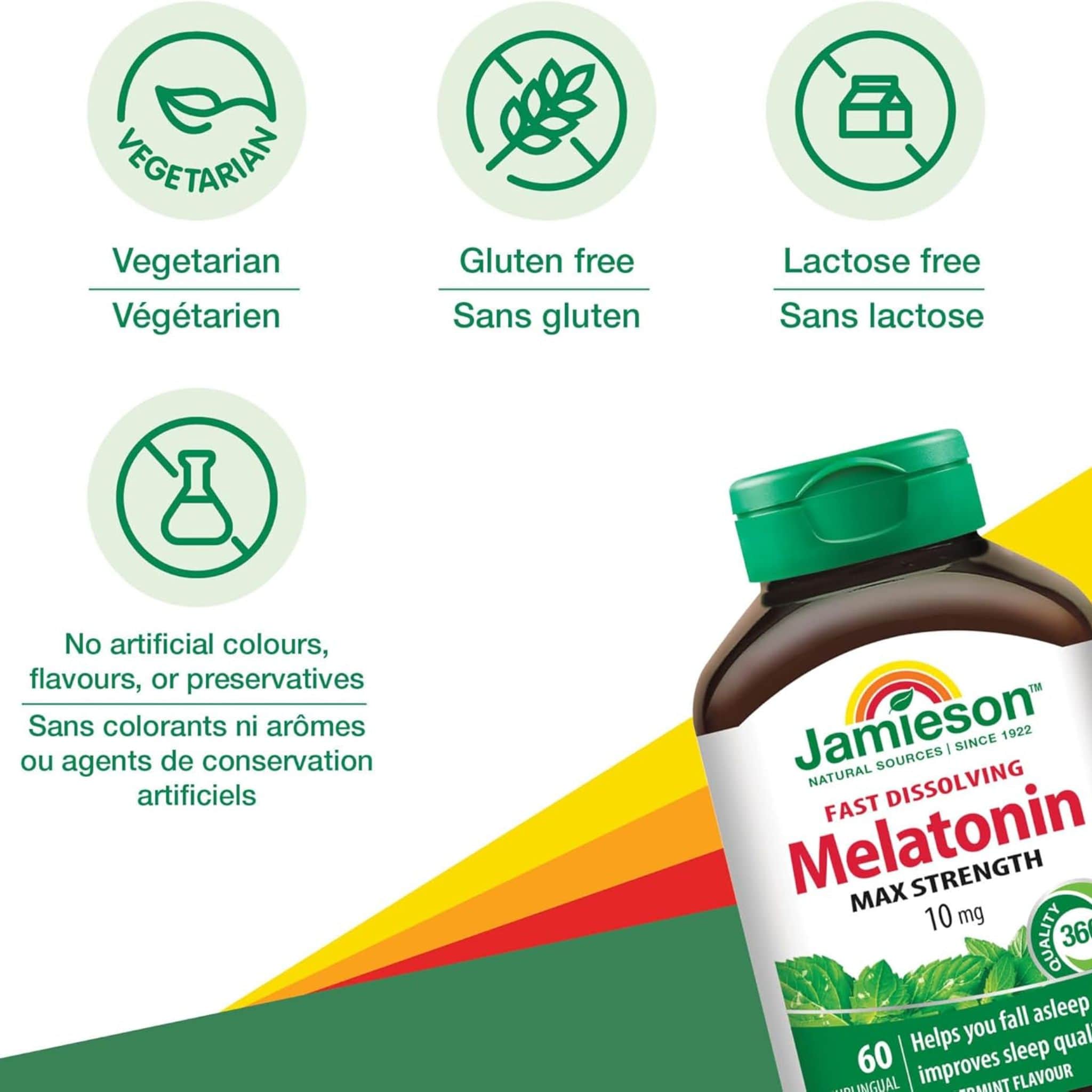 Jamieson Melatonin, Peppermint Flavour, 10mg, 60 Sublingual Tablets - Image 4