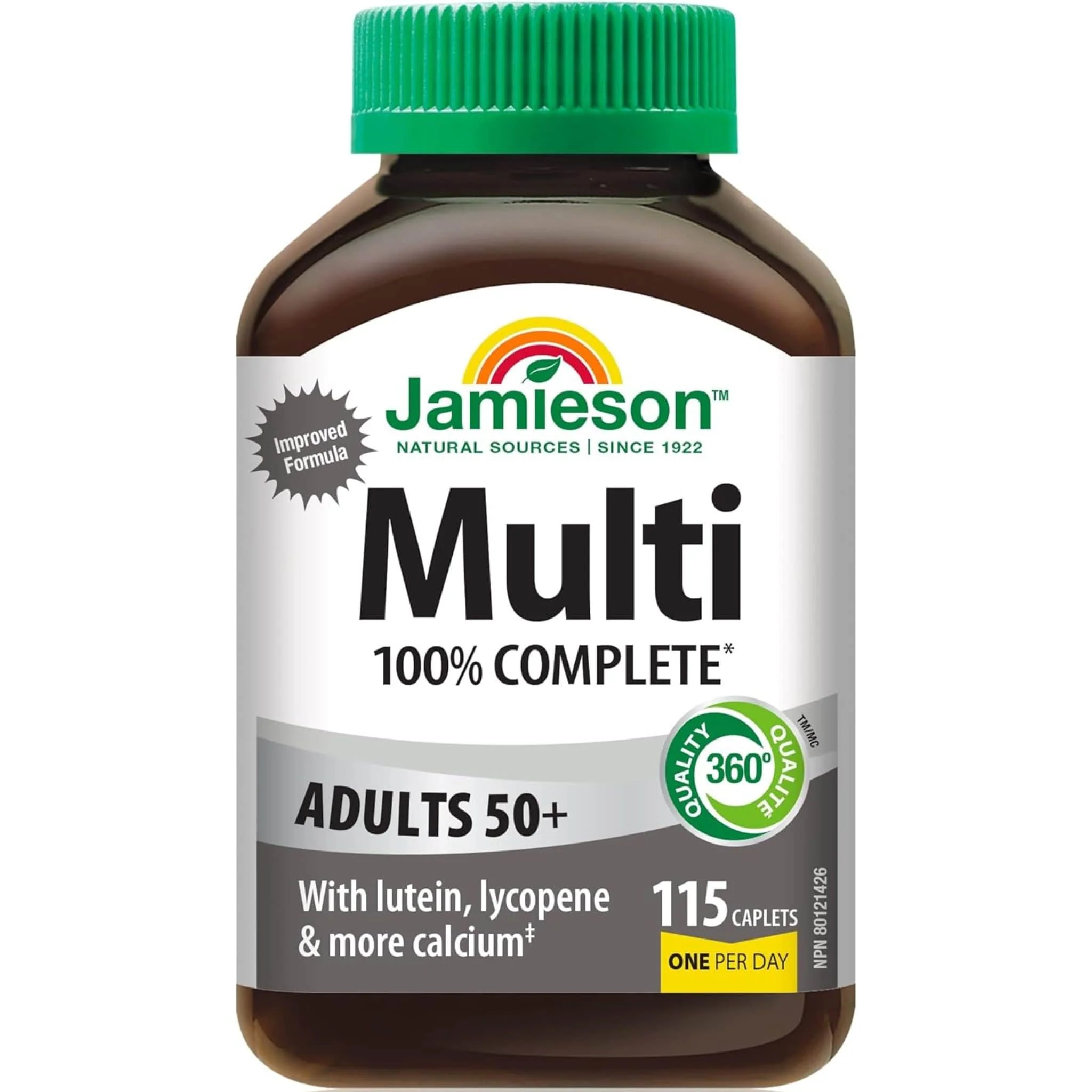 Jamieson Multi 100% Complete Multivitamin for Adults 50+, 115 Caplets