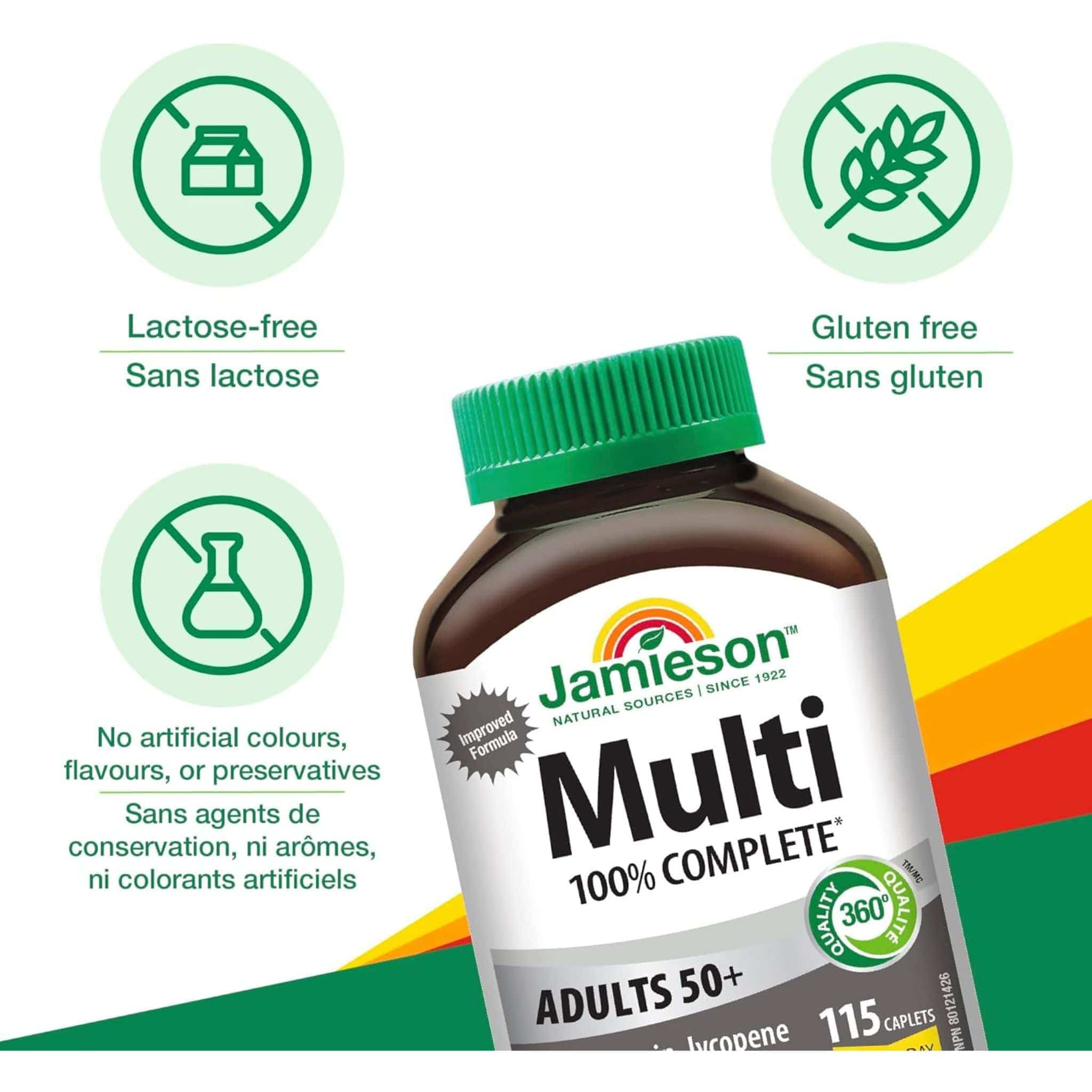 Jamieson Multi 100% Complete Multivitamin for Adults 50+, 115 Caplets - Image 4