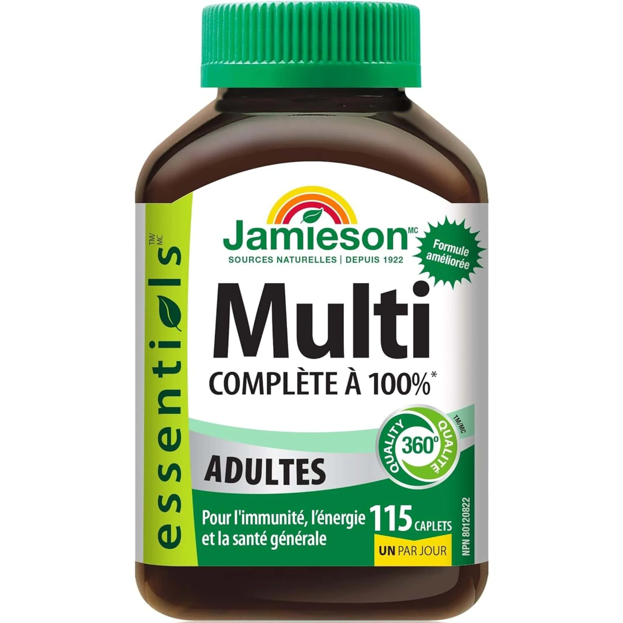 Jamieson Multi 100% Complete Multivitamin for Adults, One-Per-Day, Supports Energy, Immunity and Overall Health,  115 Caplets - Image 2