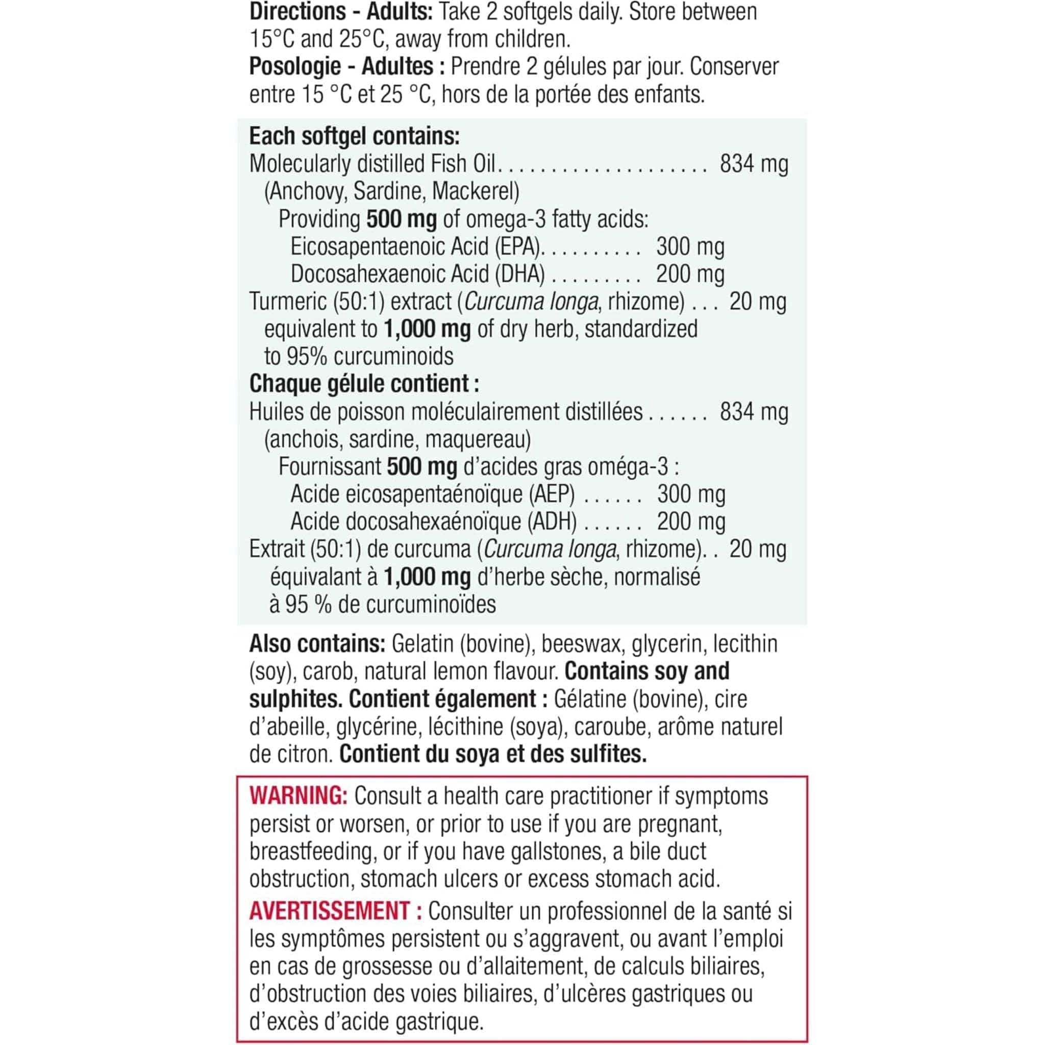Jamieson No Fishy Aftertaste Omega-3 + Tumeric, 75 Softgels - Image 6