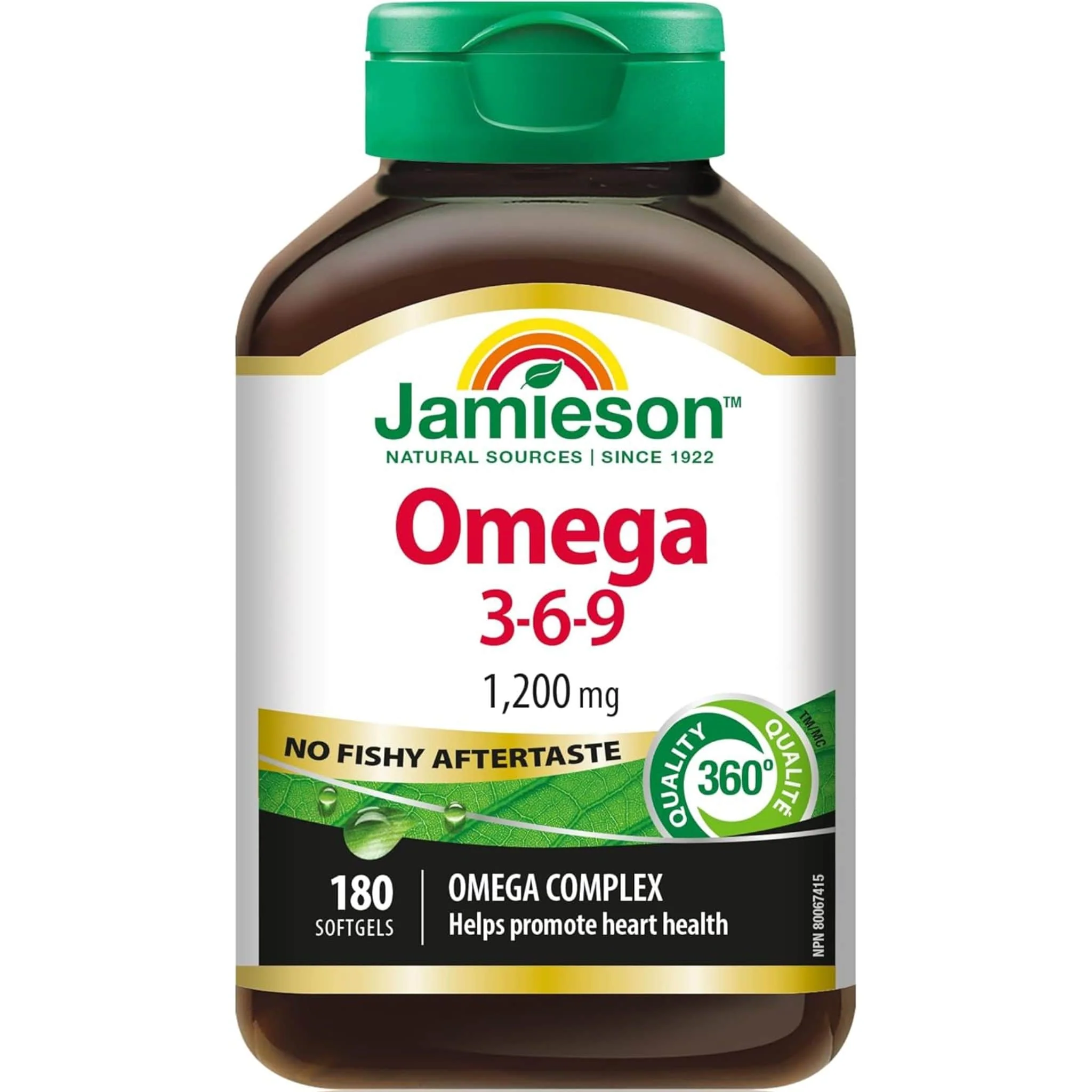 Jamieson Omega 3-6-9, 1200mg, 180 Softgels