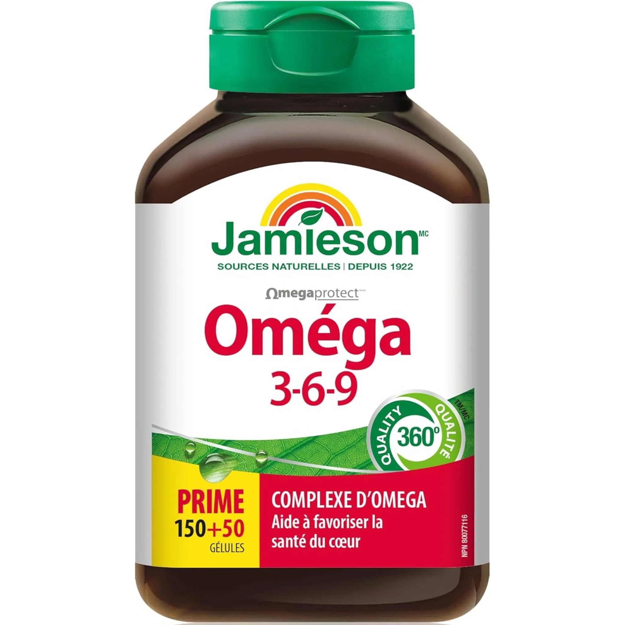 Jamieson Omega 3-6-9, 1200mg, 150+50 Free Softgels - Image 2