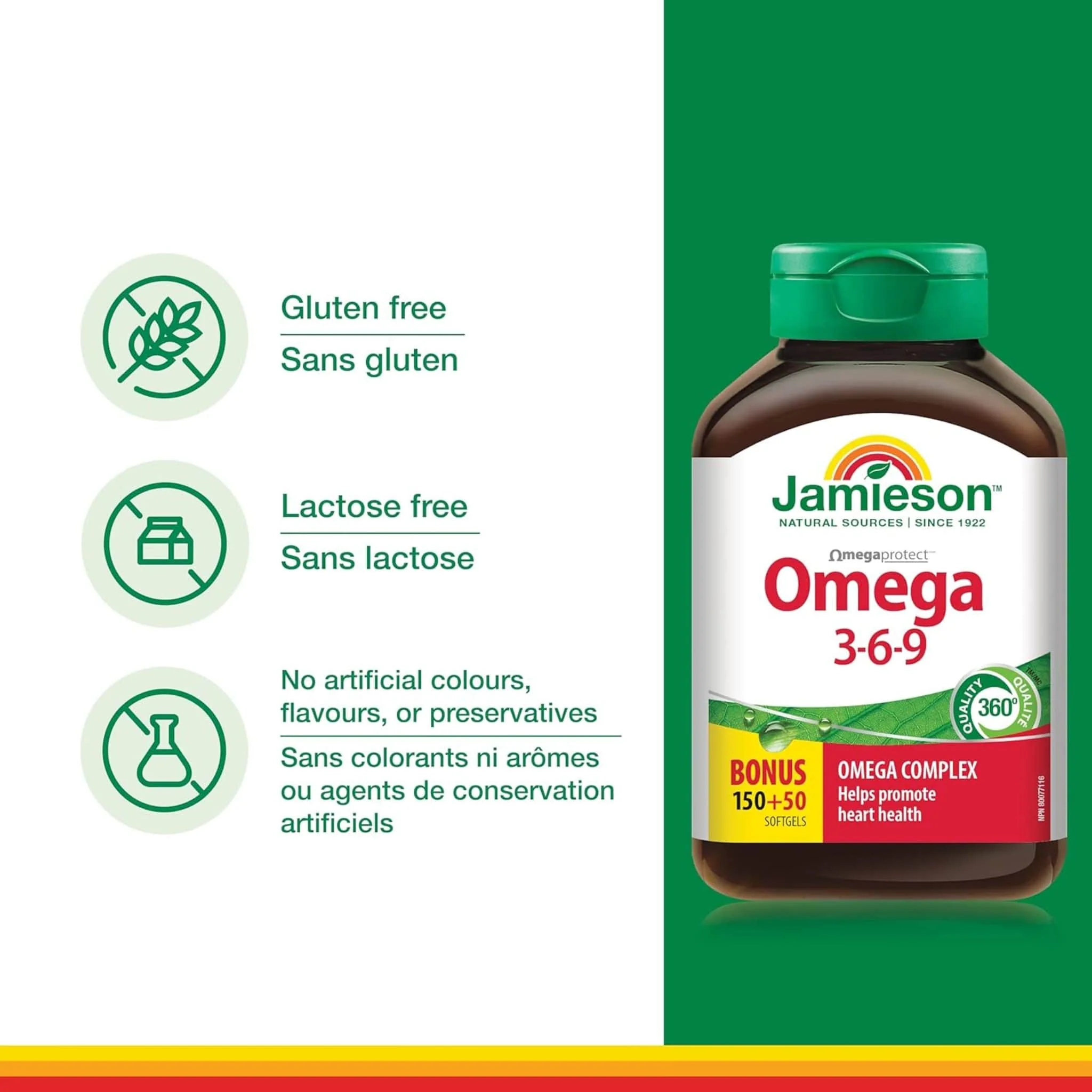 Jamieson Omega 3-6-9, 1200mg, 150+50 Free Softgels - Image 4