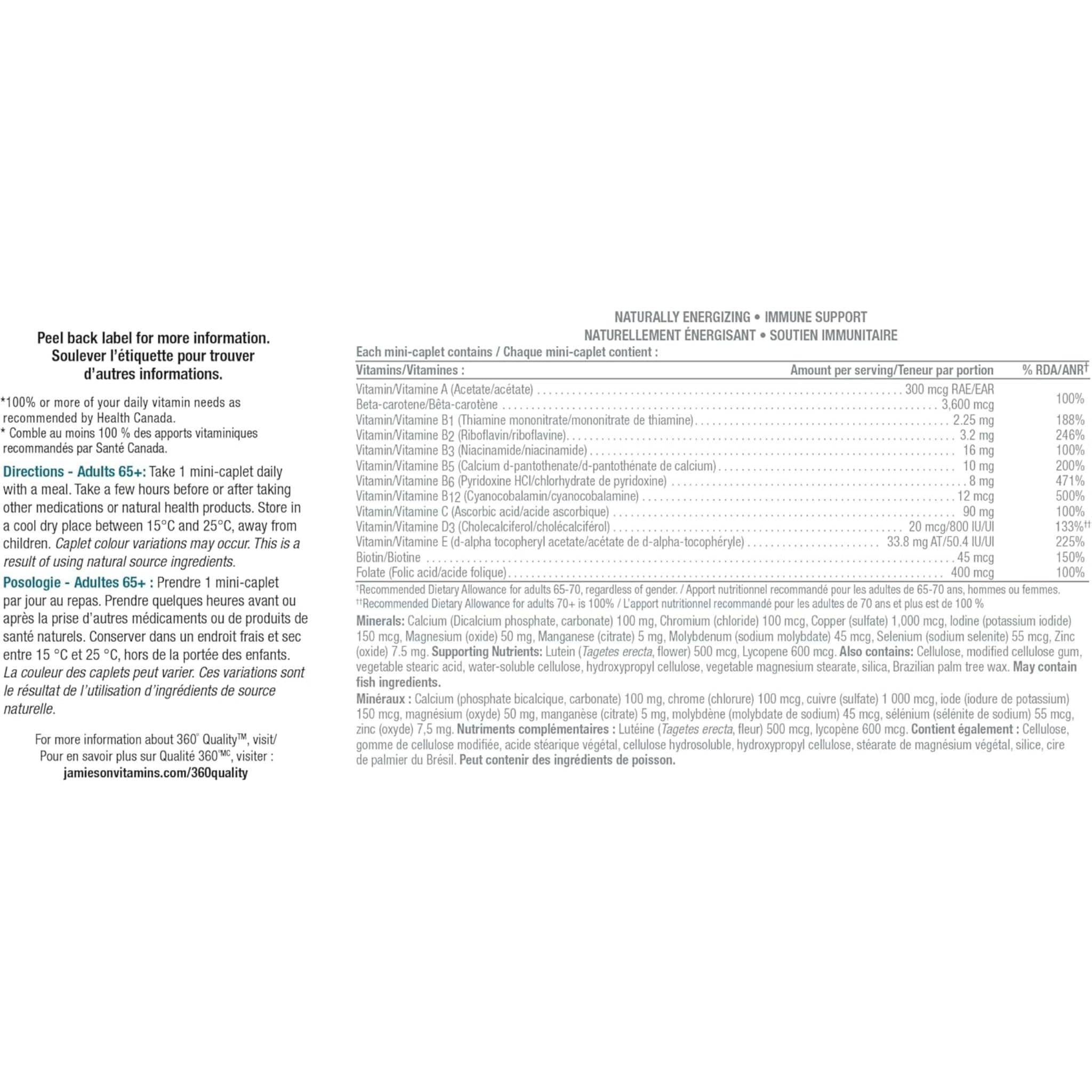 Jamieson Platinum Multi 100% Complete Multivitamin for Adults 65+, 115 Caplets - Image 5