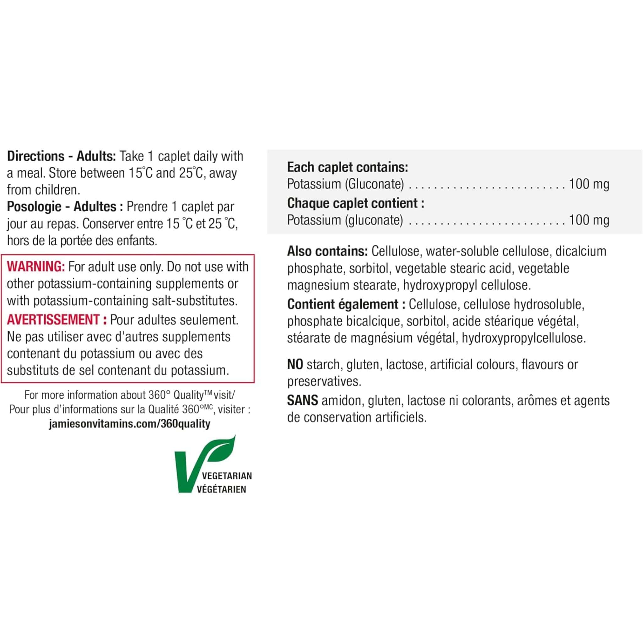 Jamieson Potassium 100mg Timed Release, 100 Caplets - Image 5