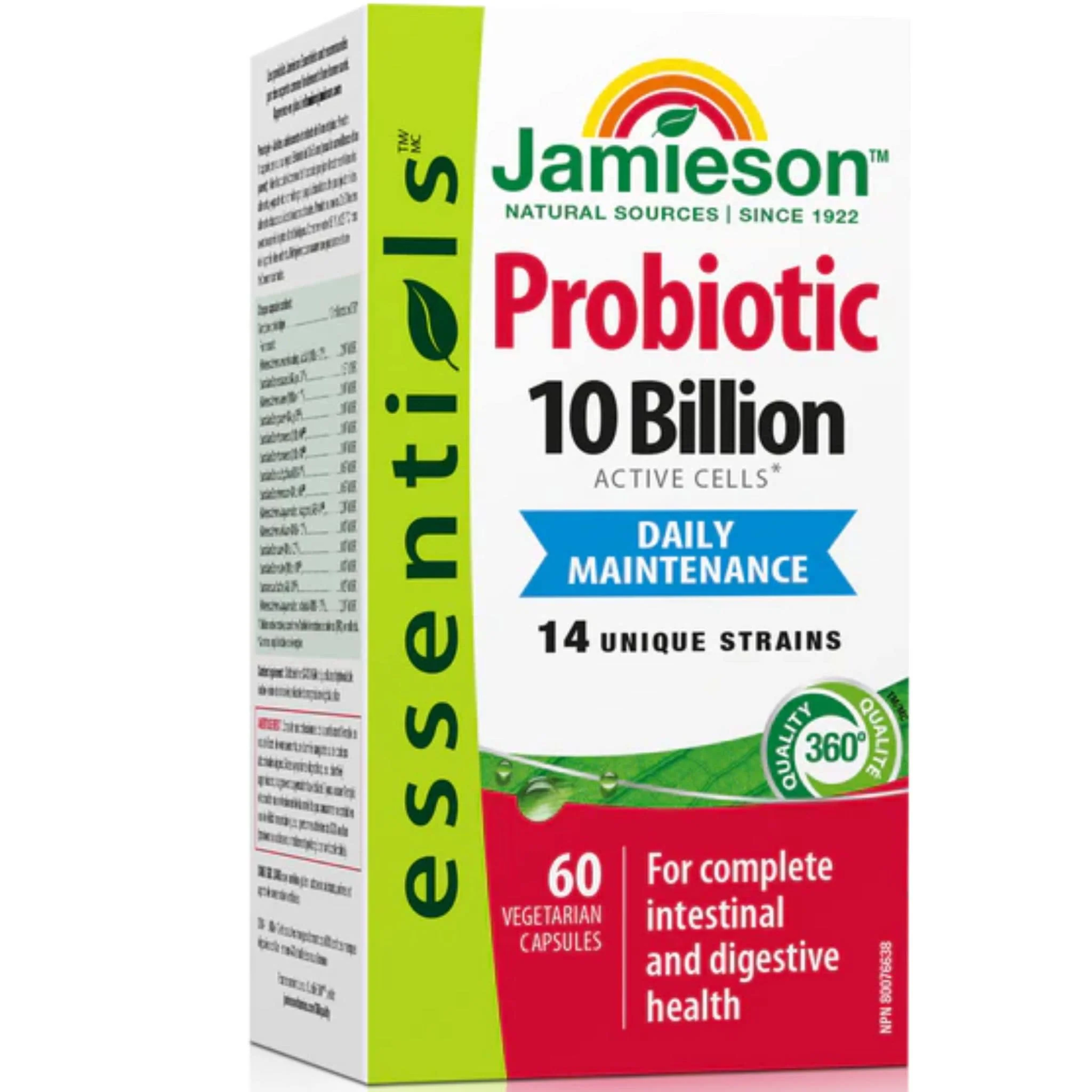 Jamieson Probiotic 10 Billion, 14 Unique Strains, 60 Vegetable Capsules