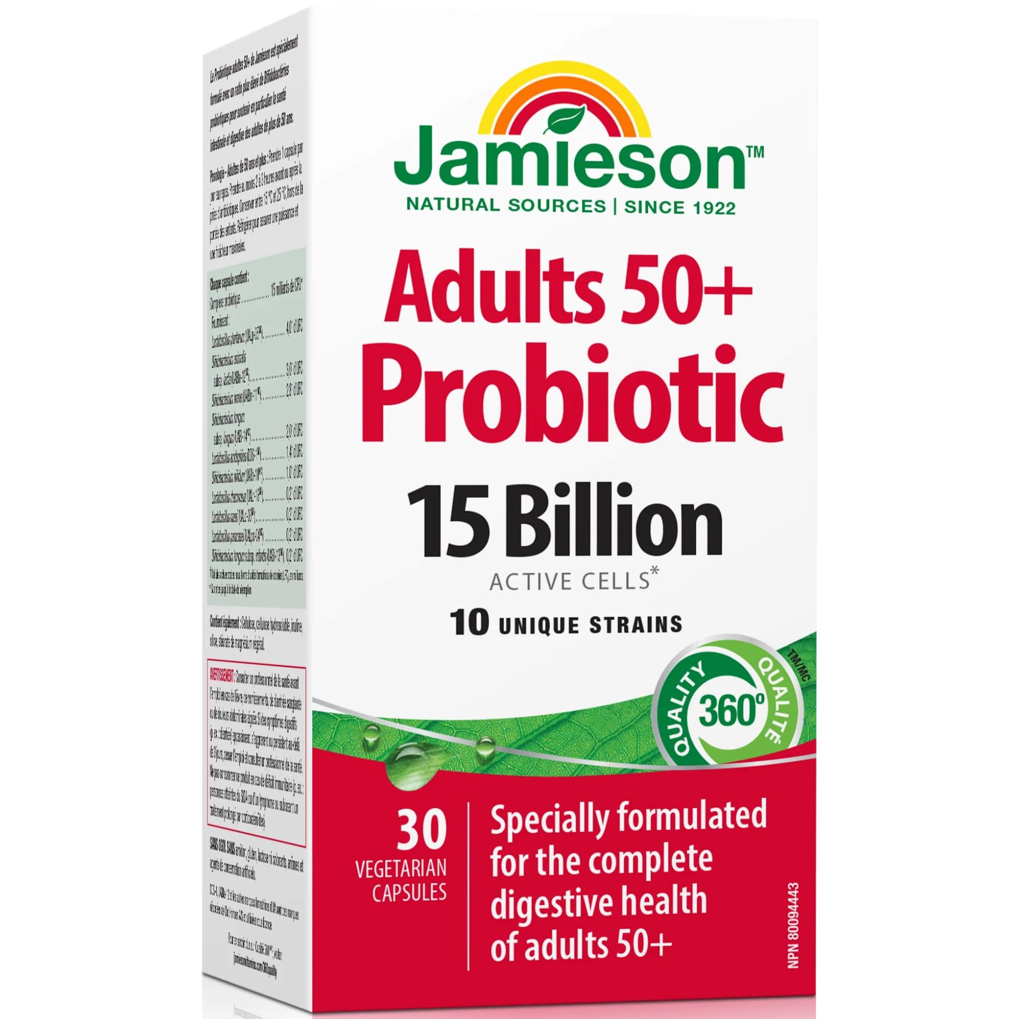 Jamieson Probiotic Adult 50+, 15 Billion, 30 Capsules