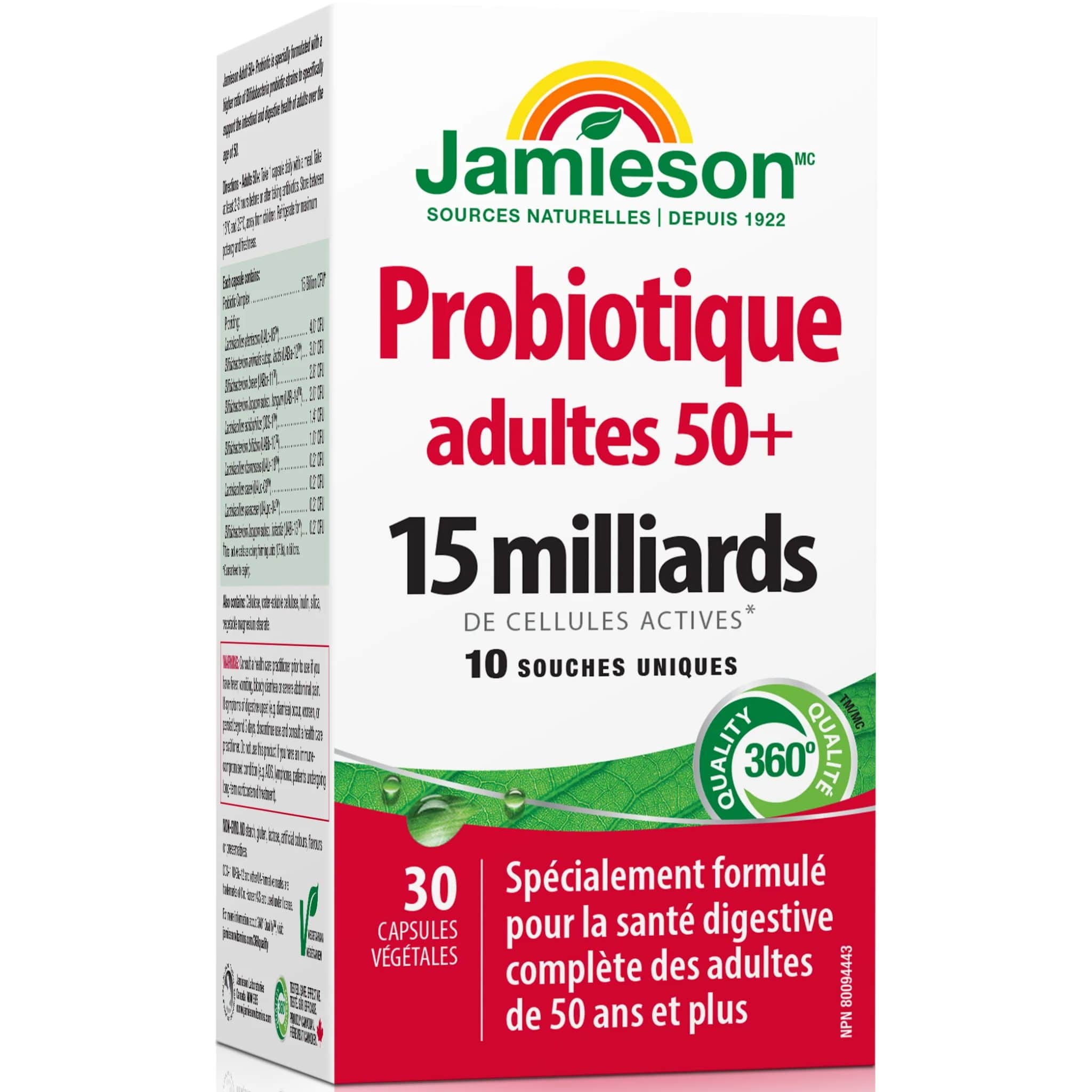 Jamieson Probiotic Adult 50+, 15 Billion, 30 Capsules - Image 2