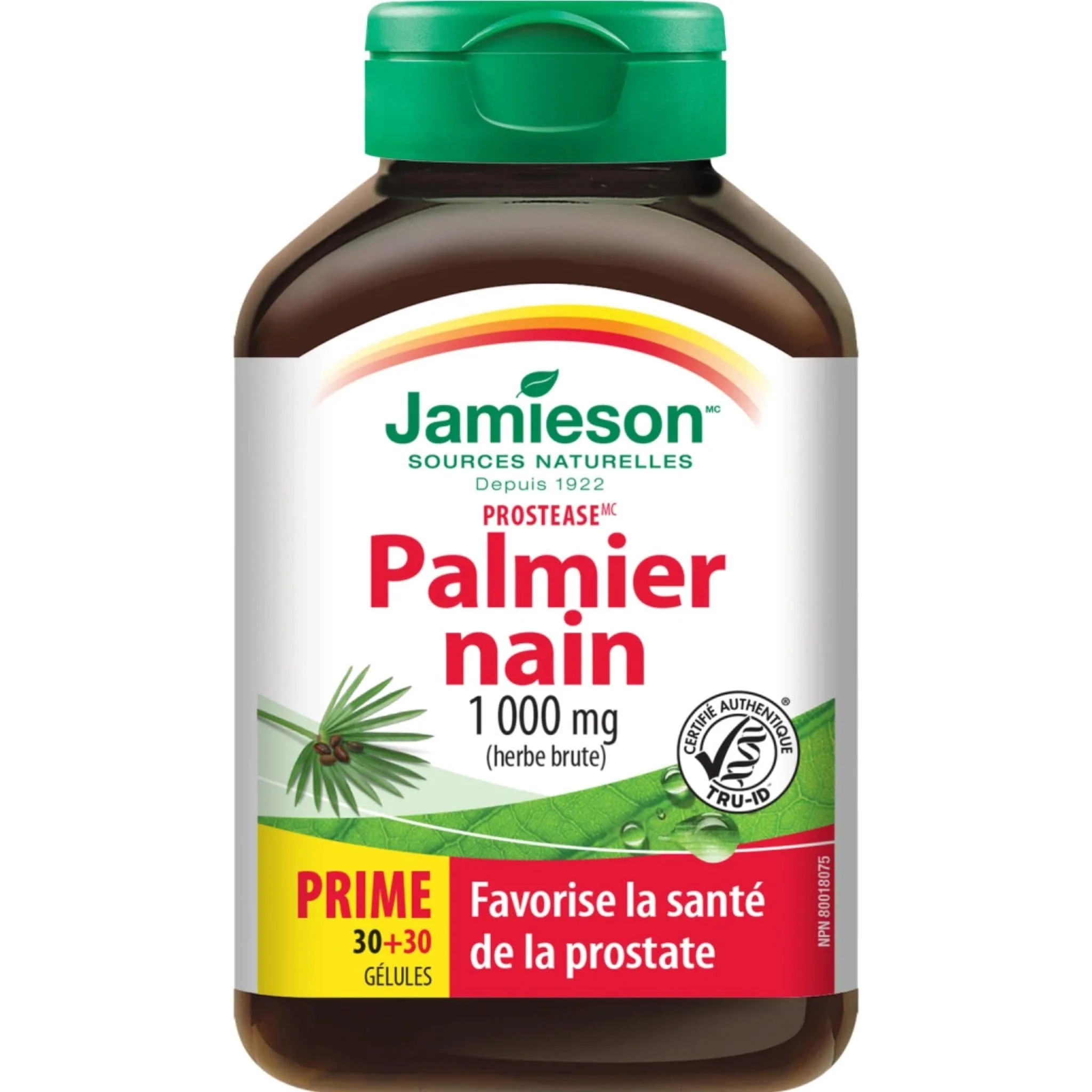 Jamieson Prostease Saw Palmetto 1,000mg, Raw herb, 60 Softgels - Image 2