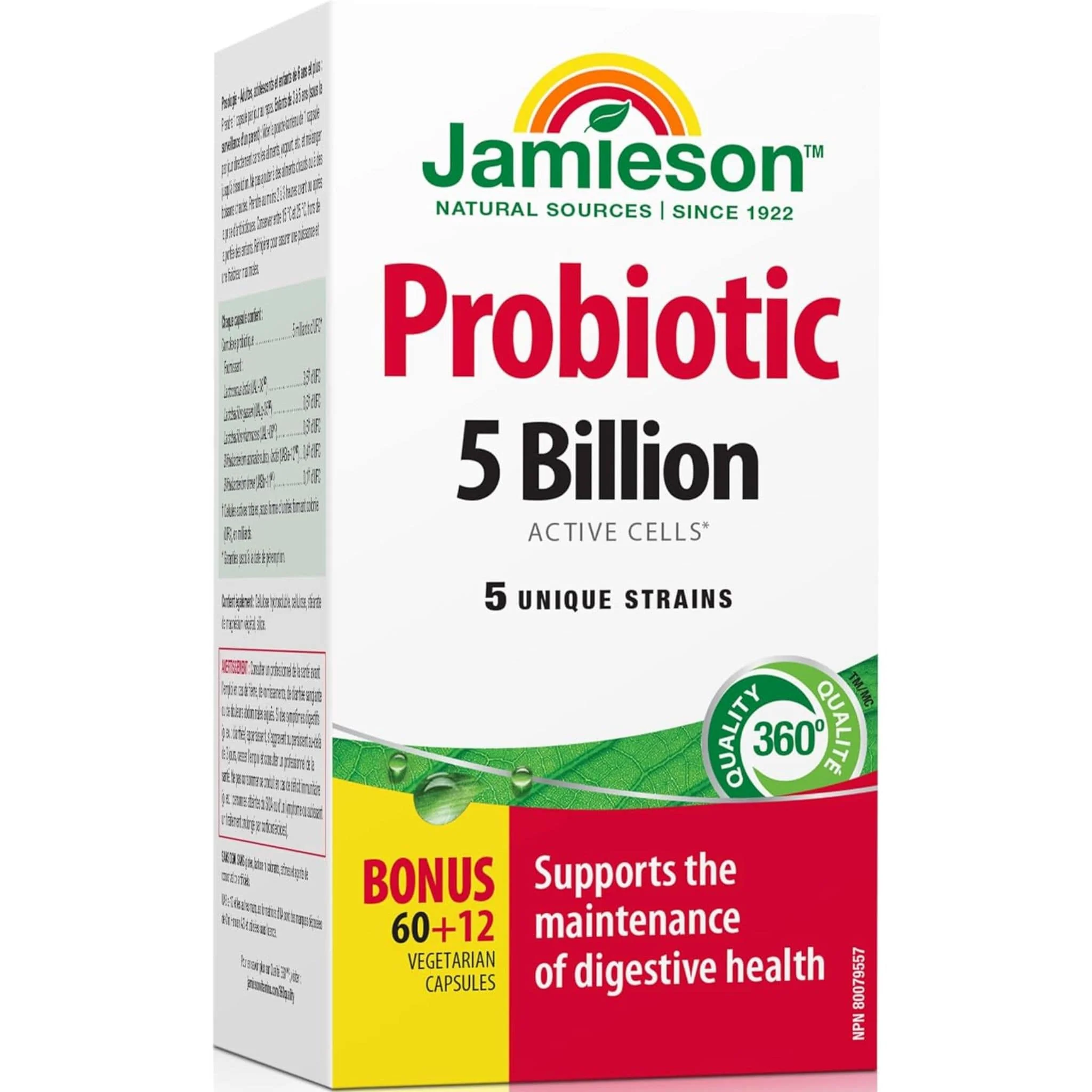 Jamieson Regular Strength Probiotic 5 Billion, 72 Capsules
