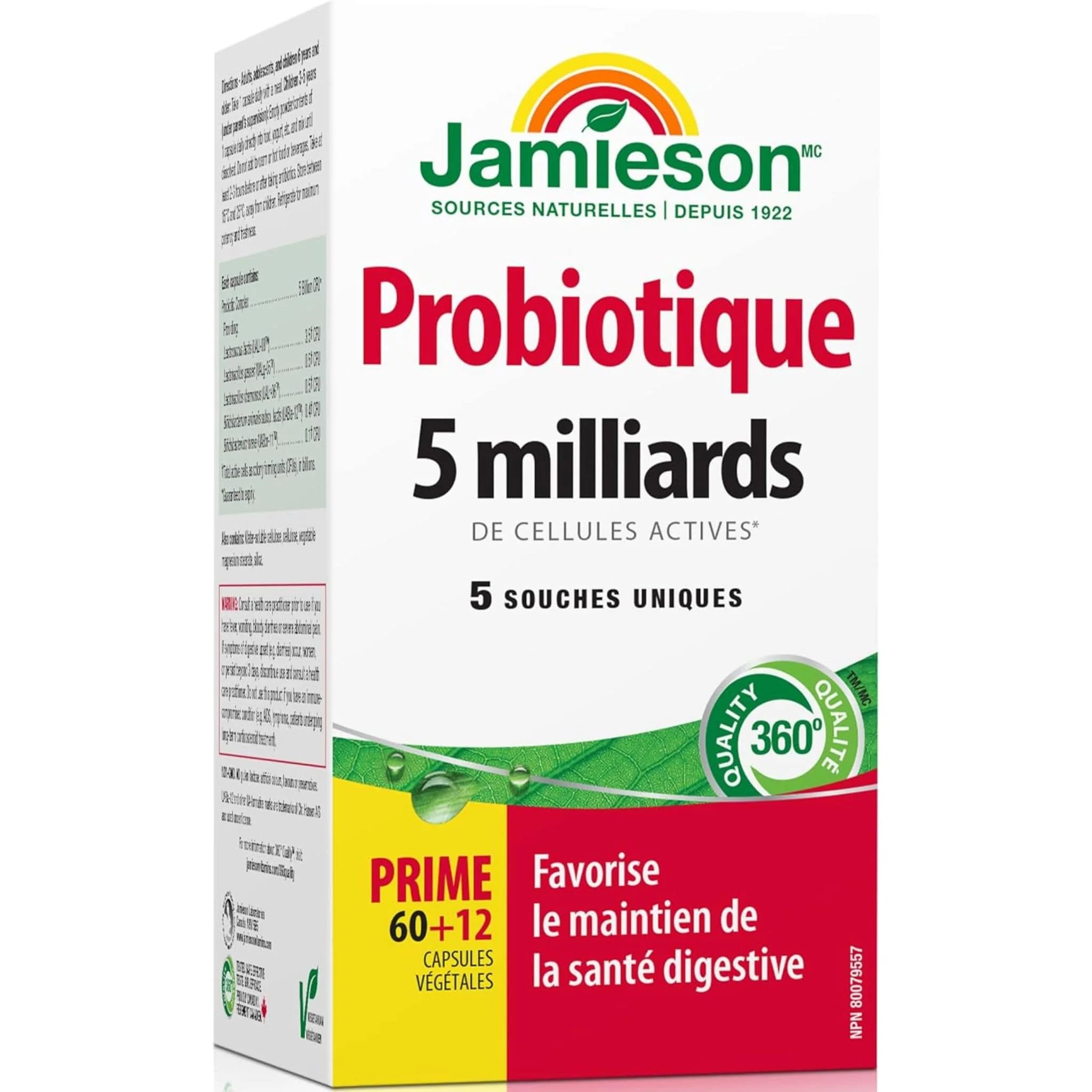 Jamieson Regular Strength Probiotic 5 Billion, 72 Capsules - Image 2