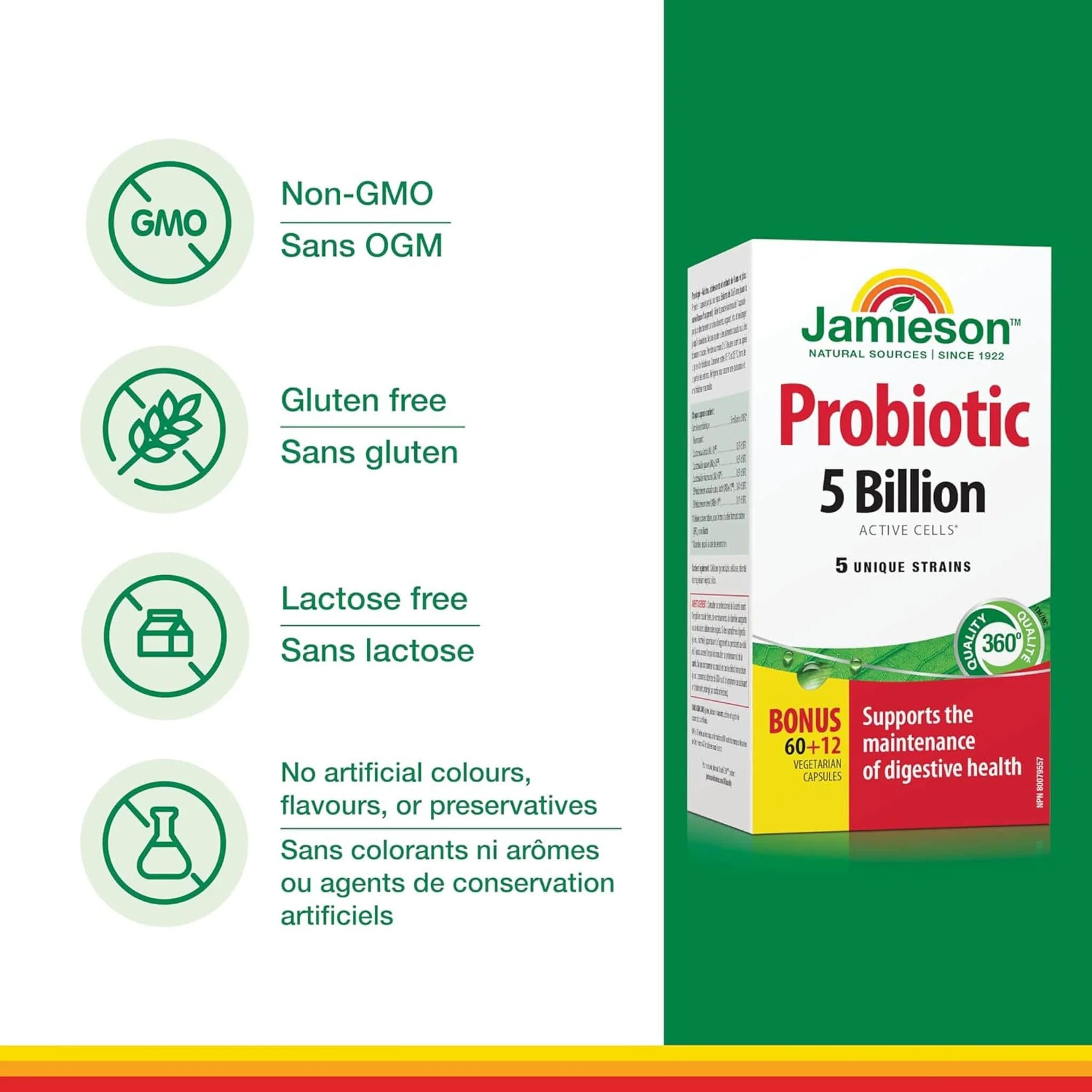 Jamieson Regular Strength Probiotic 5 Billion, 72 Capsules - Image 4