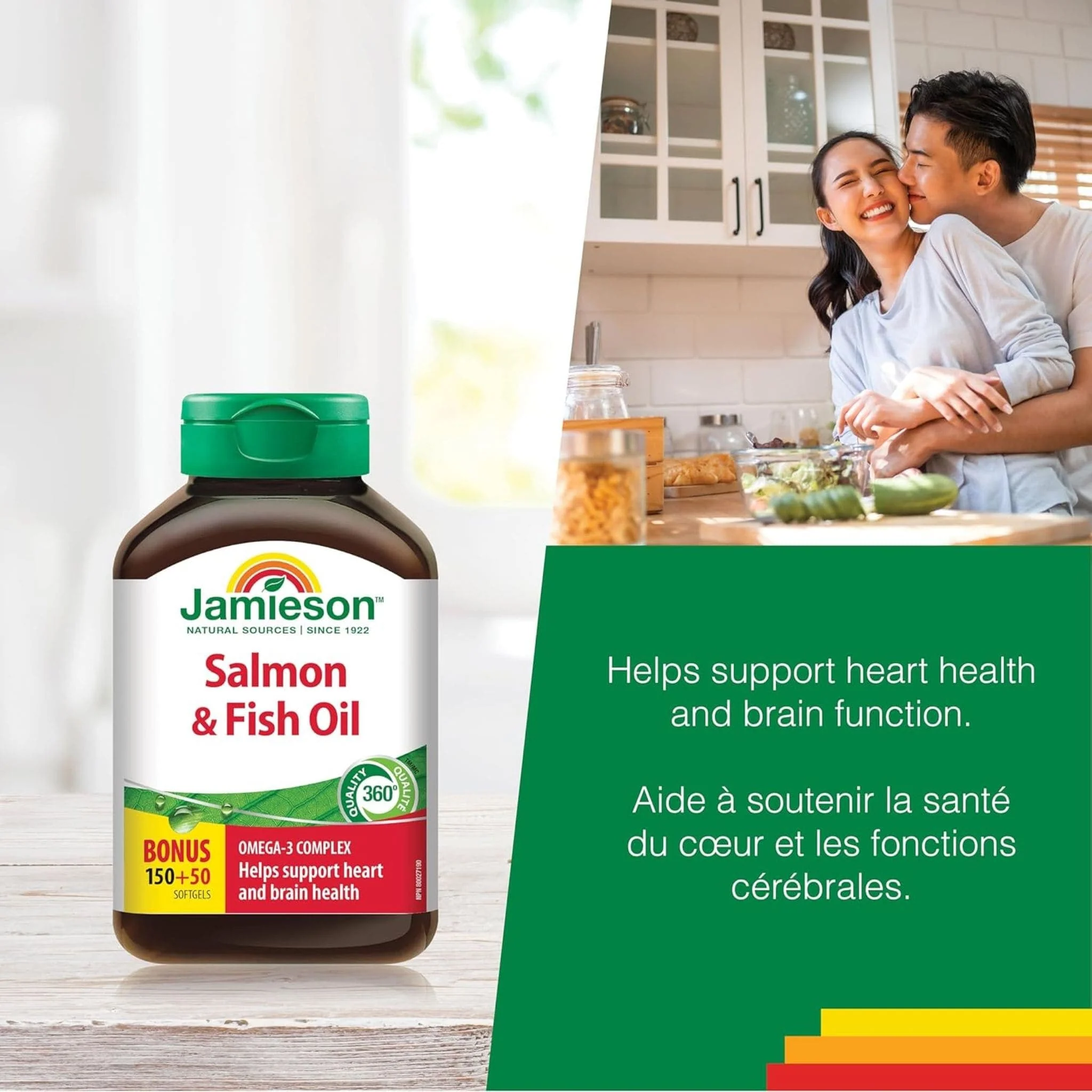 Jamieson Salmon & Fish Oils Omega-3 Complex, Bonus! 150+50 Free Softgels - Image 5