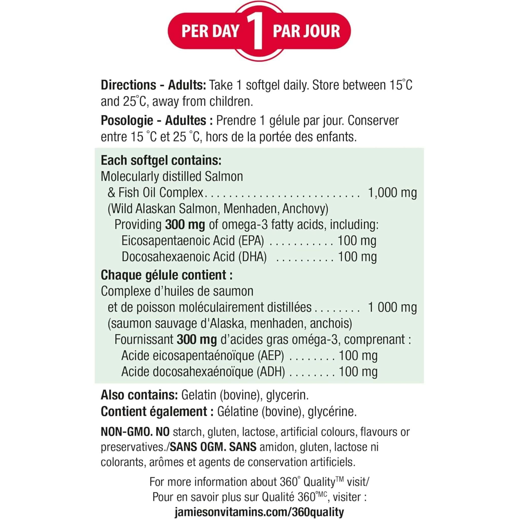 Jamieson Salmon & Fish Oils Omega-3 Complex, Bonus! 150+50 Free Softgels - Image 6