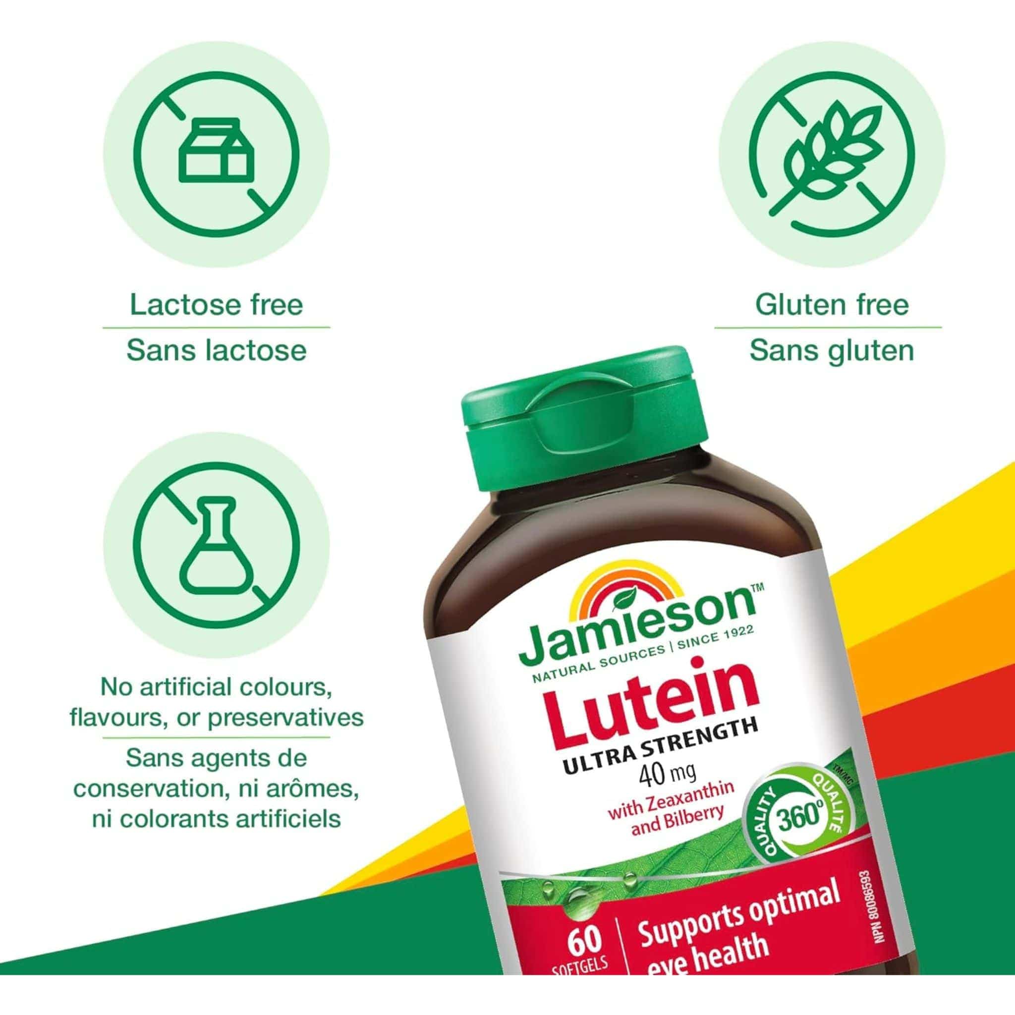 Jamieson Ultra Strength Lutein 40mg with Zeaxanthin and Bilberry, 60 Softgels - Image 4