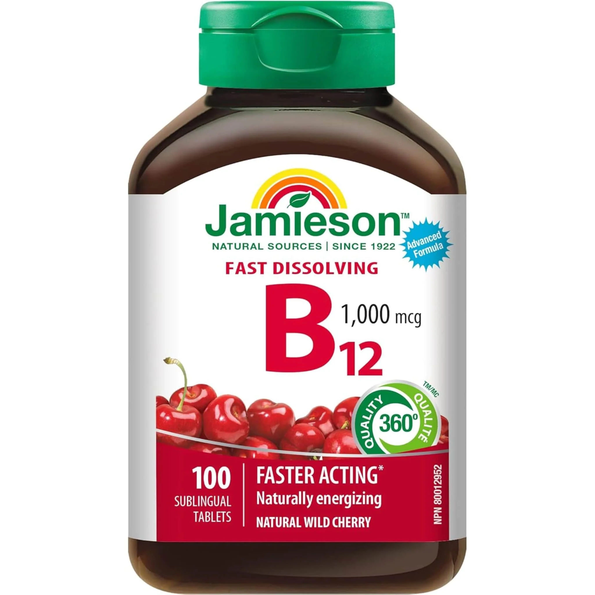 Jamieson Vitamin B12 (Methylcobalamin), 1000mcg, 100 Sublingual Tablets