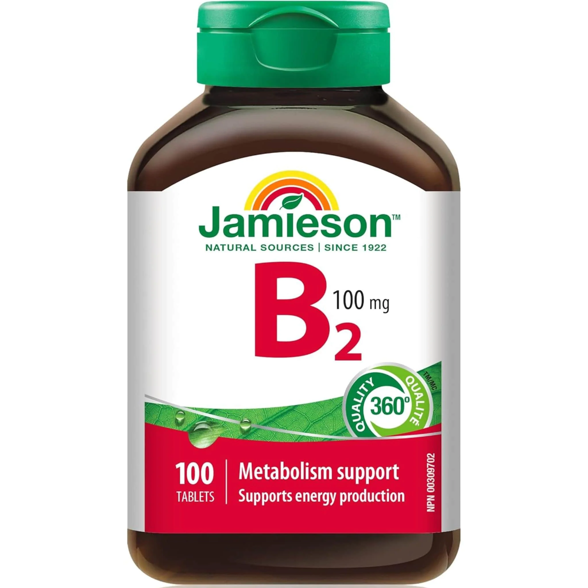 Jamieson Vitamin B2 100mg, Riboflavin, 100 Tablets