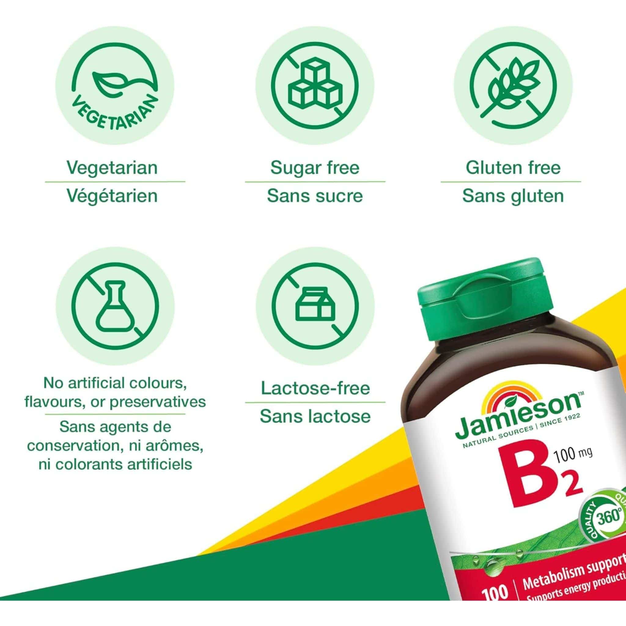 Jamieson Vitamin B2 100mg, Riboflavin, 100 Tablets - Image 4