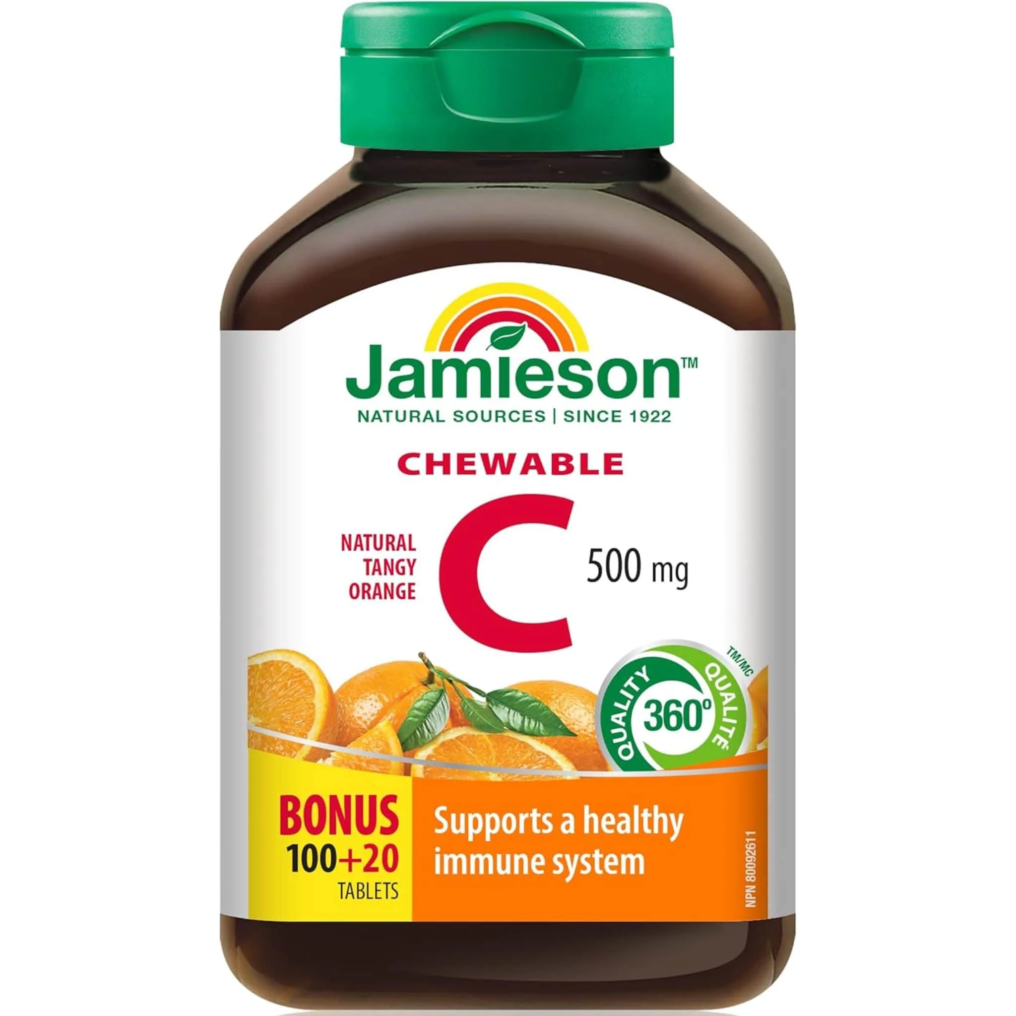 Jamieson Chewable Vitamin C 500mg, 120 Chewable Tablets