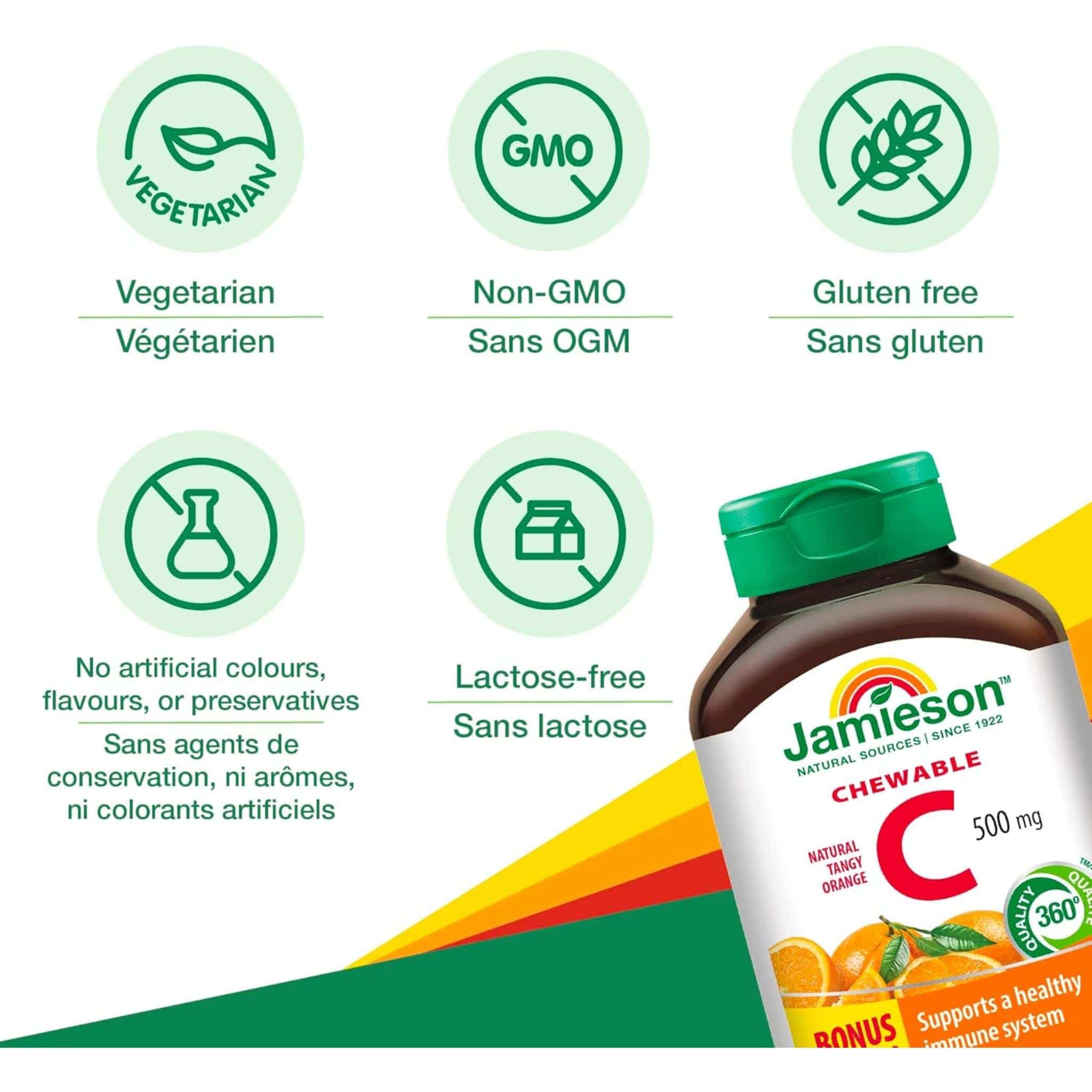 Jamieson Chewable Vitamin C 500mg, 120 Chewable Tablets - Image 10