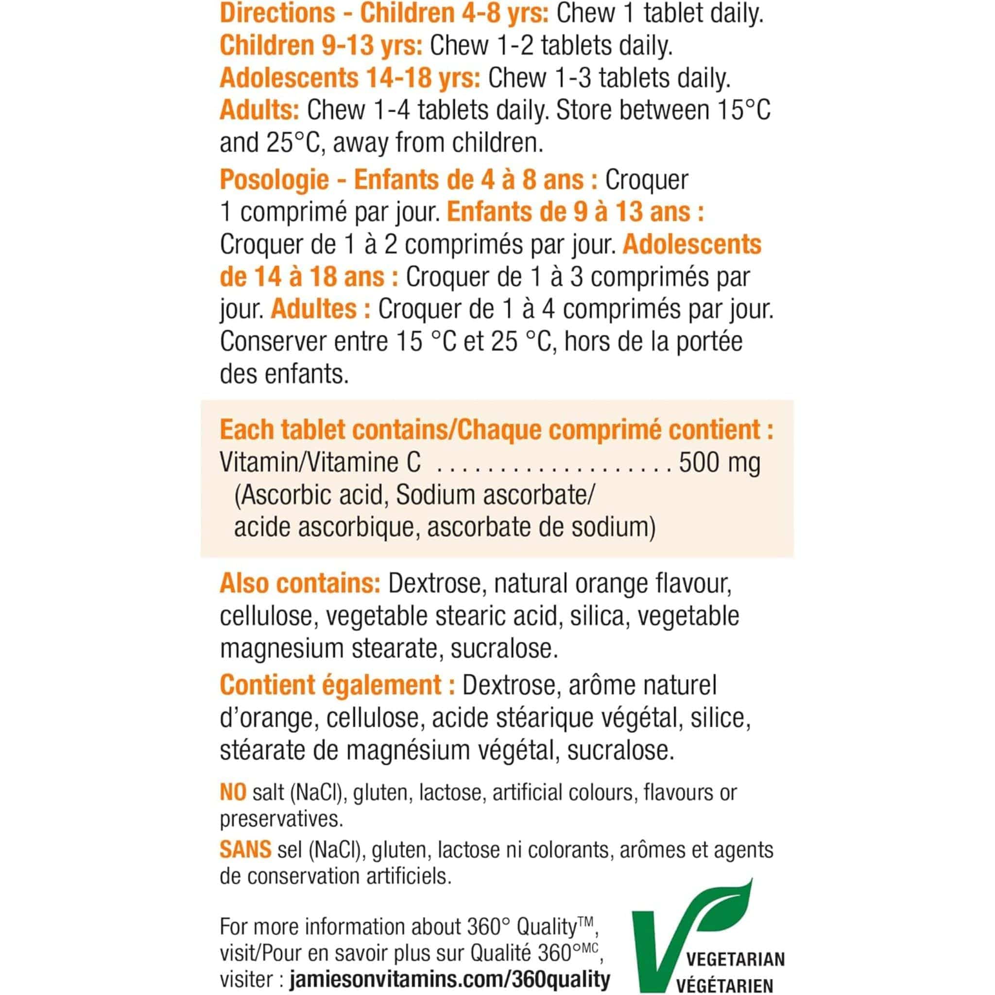 Jamieson Chewable Vitamin C 500mg, 120 Chewable Tablets - Image 11