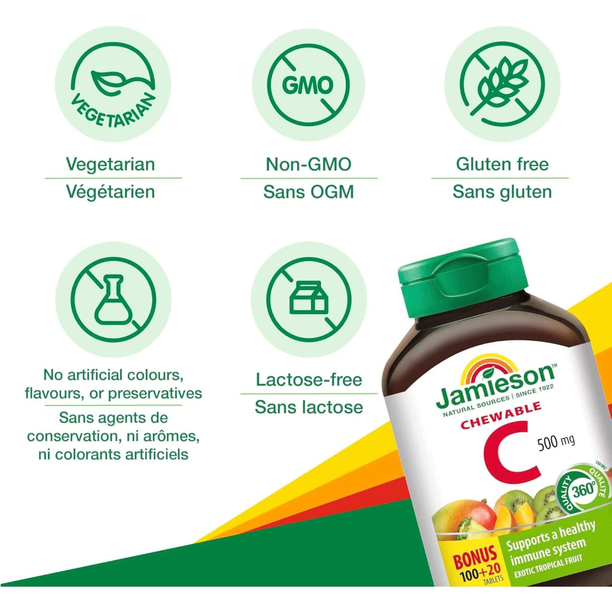 Jamieson Chewable Vitamin C 500mg, 120 Chewable Tablets - Image 16