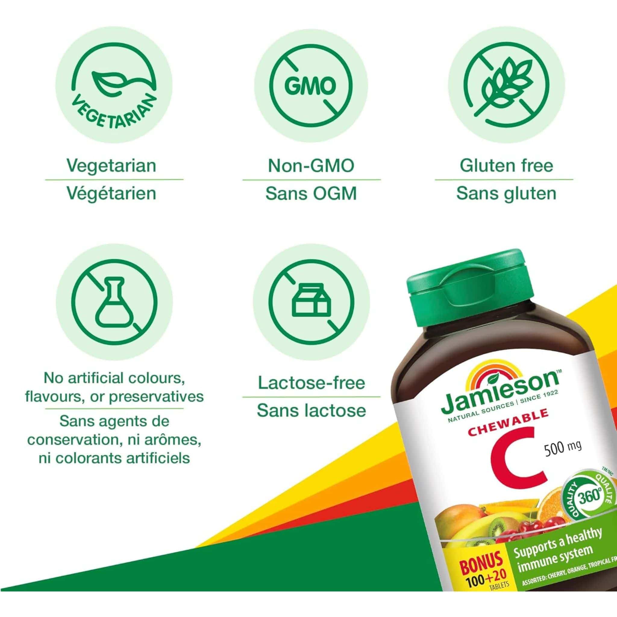Jamieson Chewable Vitamin C 500mg, 120 Chewable Tablets - Image 22