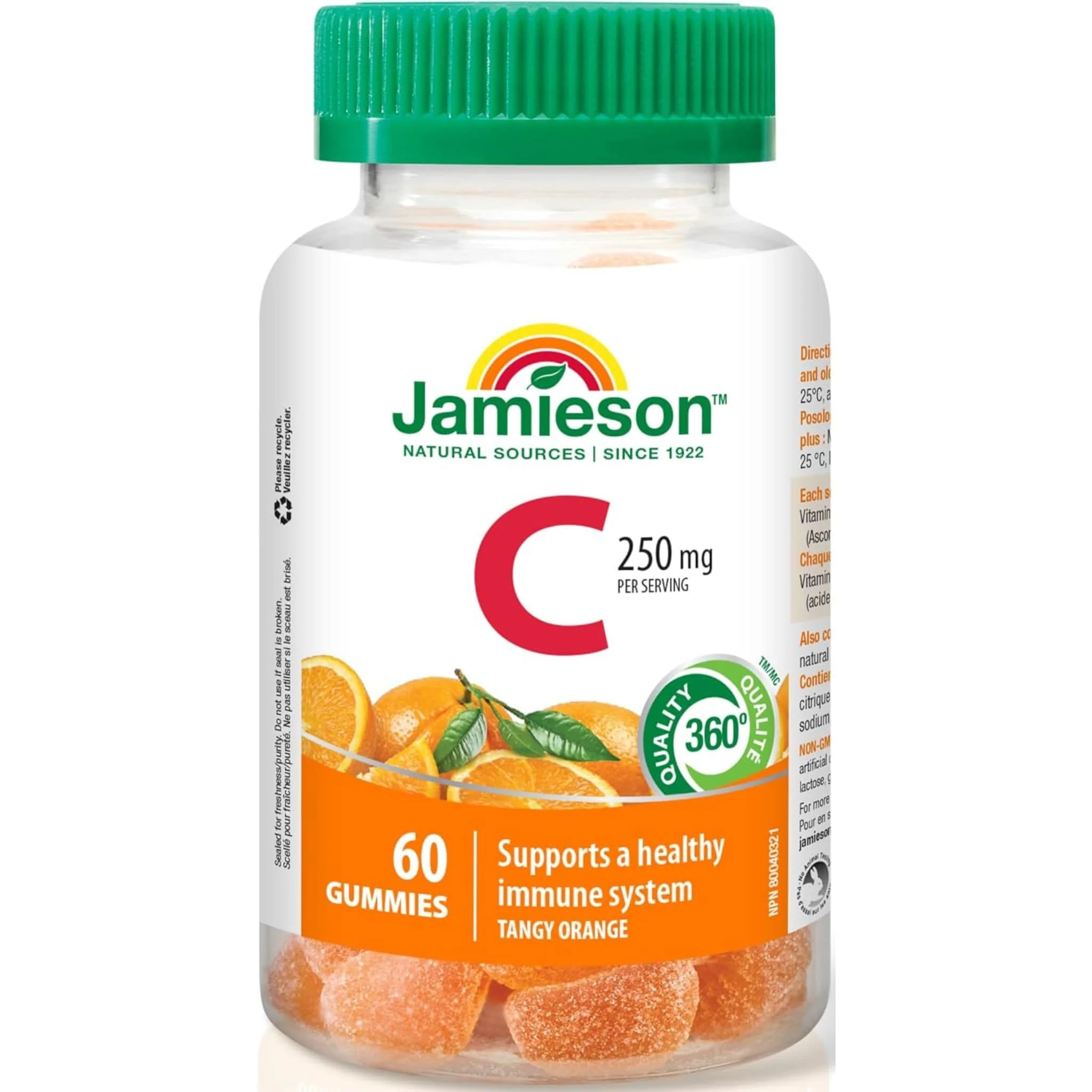 Jamieson Vitamin C Gummies 250mg, Tangy Orange, 60 Gummies