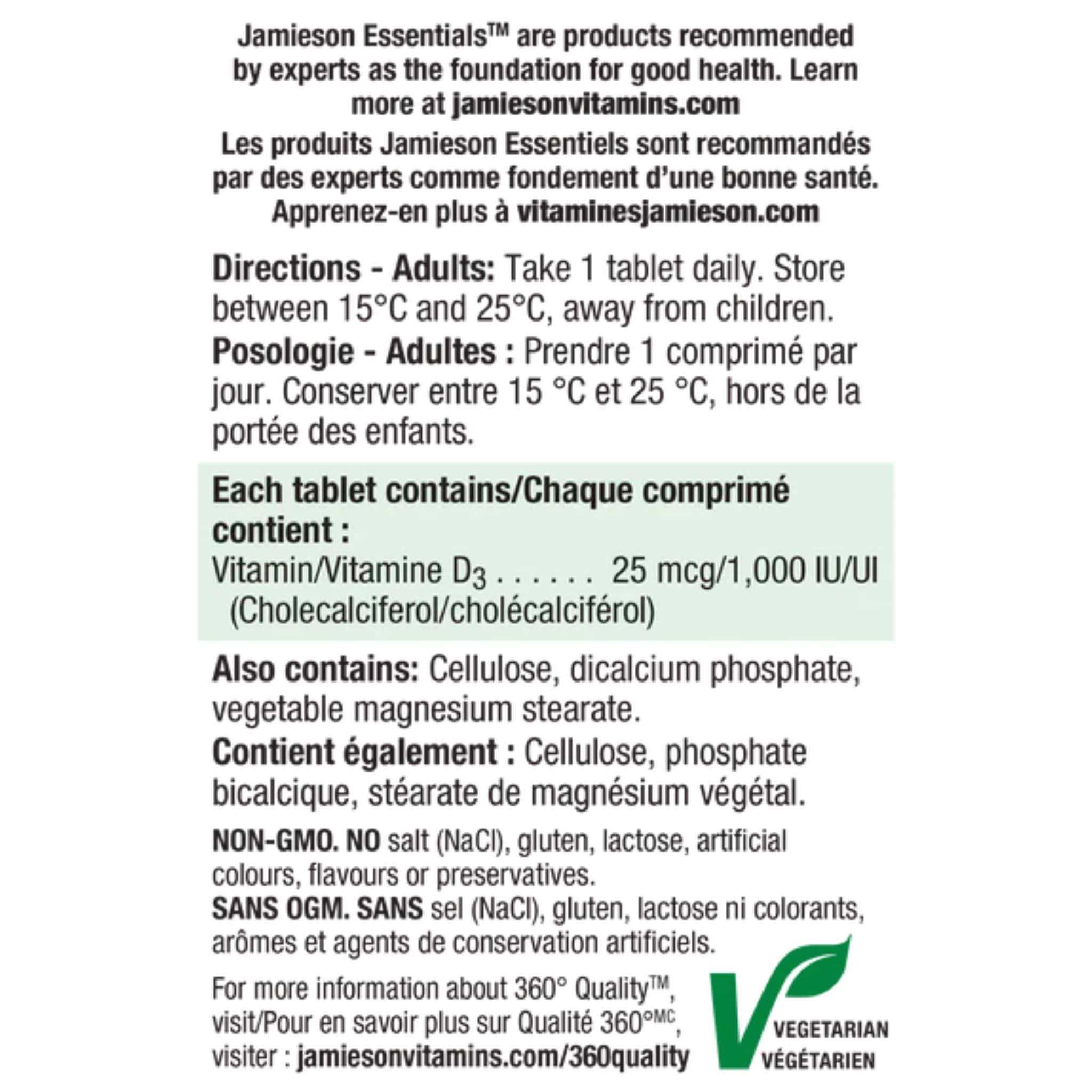 Jamieson Vitamin D3, 1000IU, BONUS! 200+40 Free Tablets - Image 3