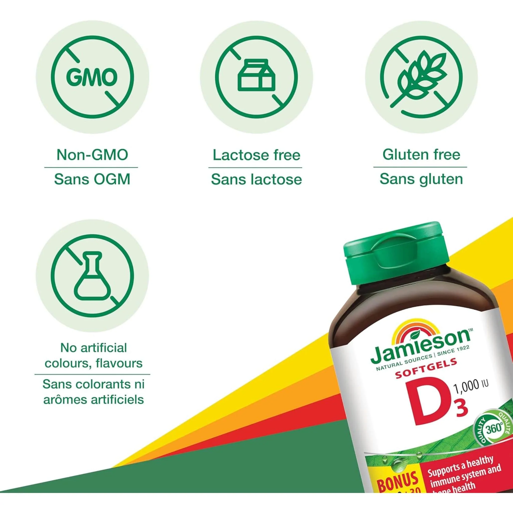 Jamieson Vitamin D3 1000IU Softgels, 180 Softgels - Image 4