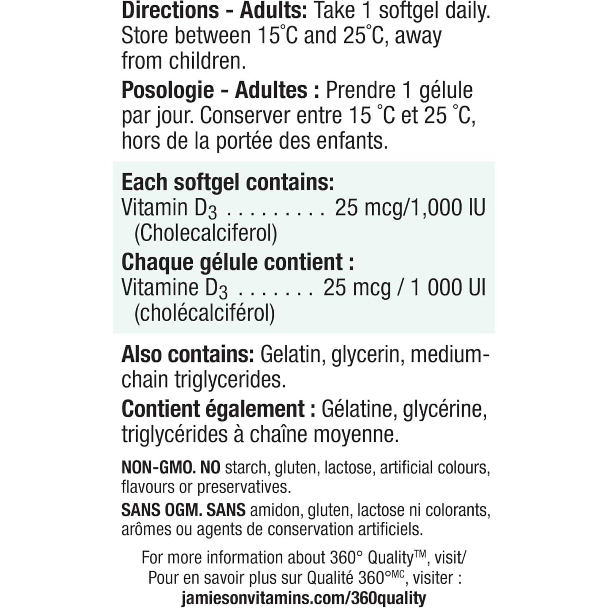 Jamieson Vitamin D3 1000IU Softgels, 180 Softgels - Image 5