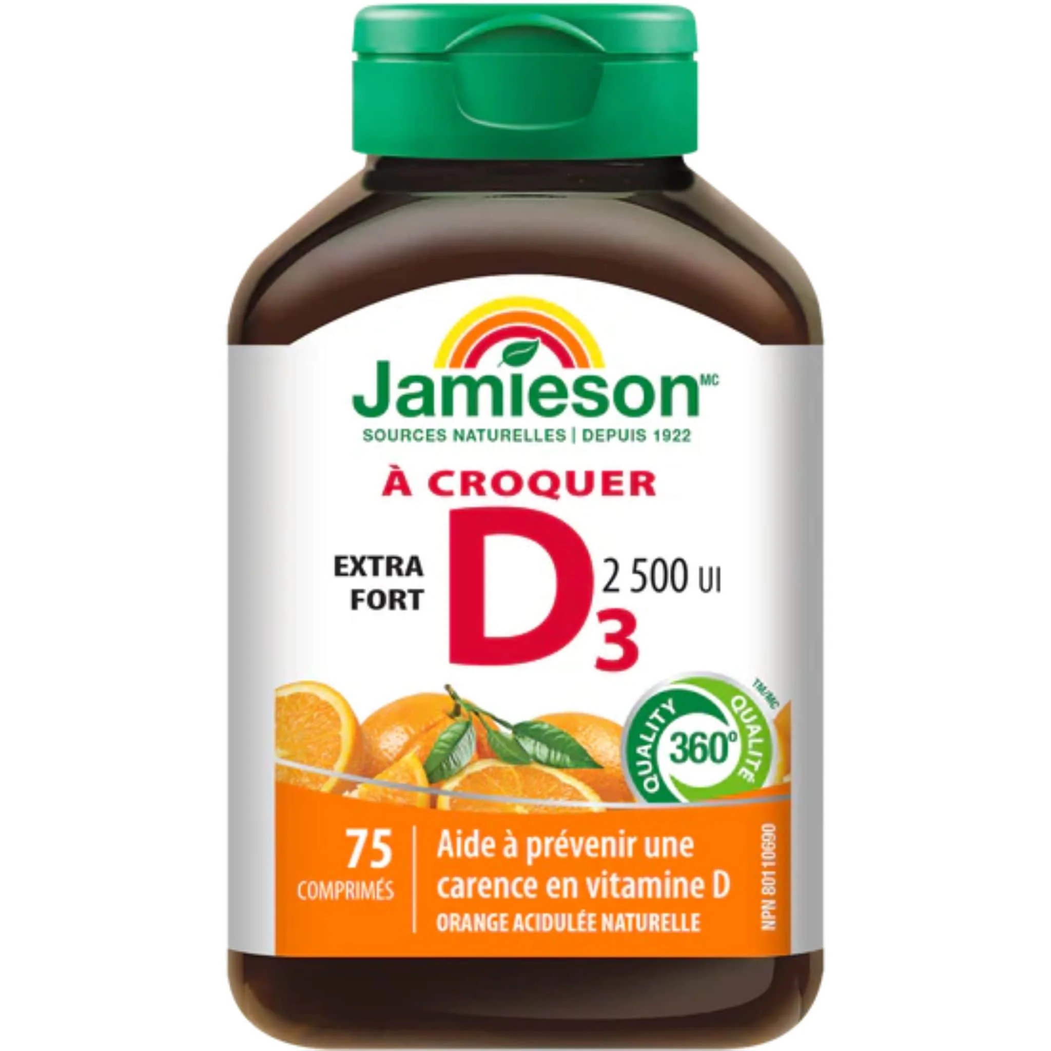 Jamieson Chewable Vitamin D3 2500IU Extra Strength, Orange Flavour, 75 Chewable Tablets - Image 2
