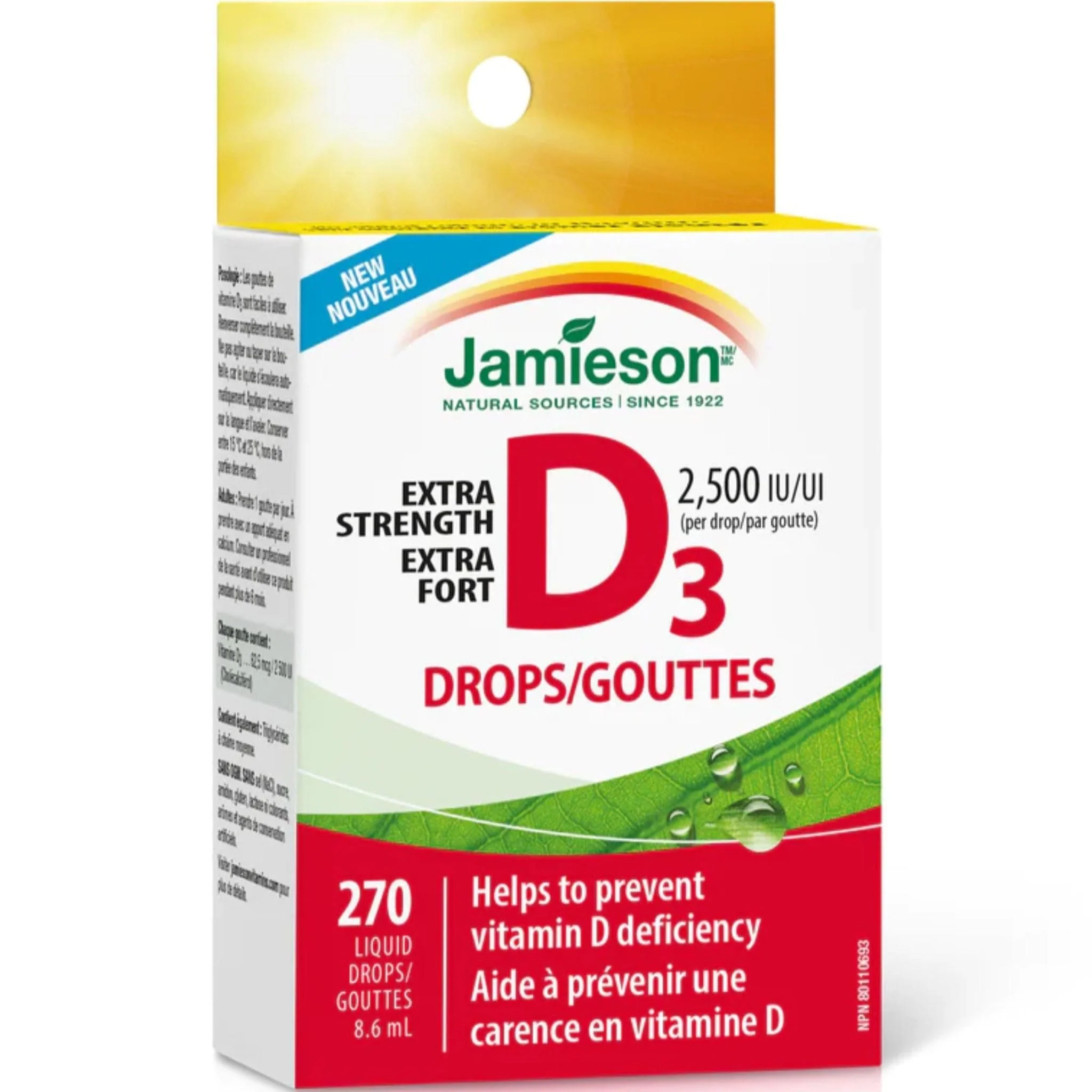 Jamieson Vitamin D3 Droplets 2,500IU, 8.6ml / 270 Drops