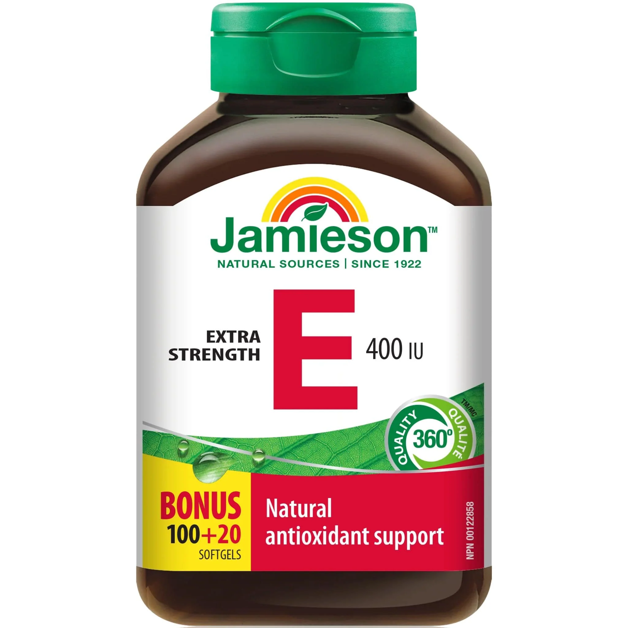 Jamieson Vitamin E, 400IU, BONUS! 100+20 Free Softgels