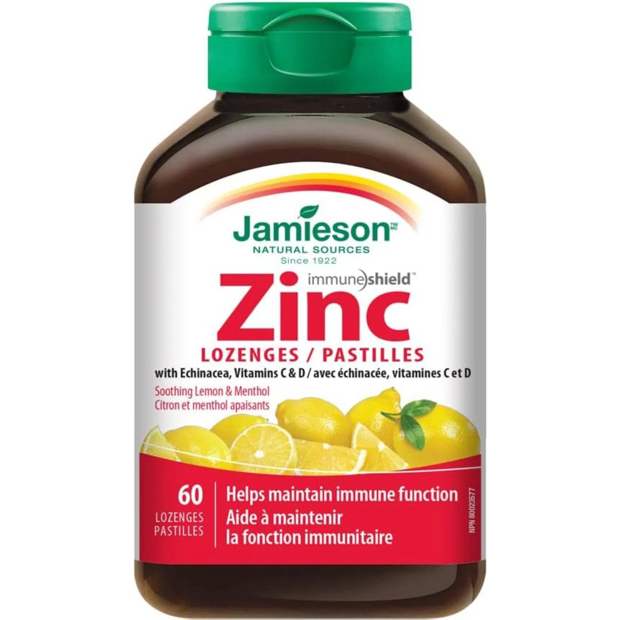 Jamieson Zinc Lozenges with Echinacea, Vitamins C and D, 60 Lozenges