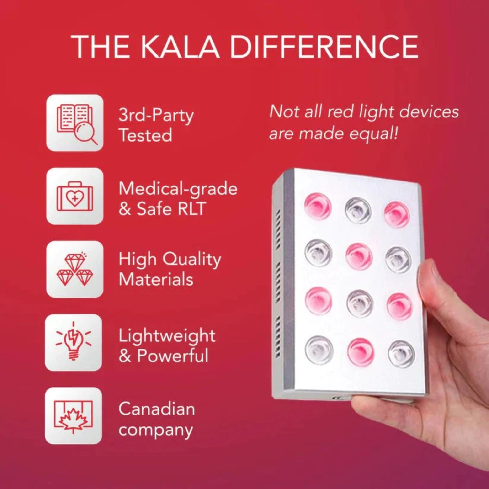 Kala Red Light Therapy Mini Portable Light Therapy Device, Powerful and Lightweight - Image 3