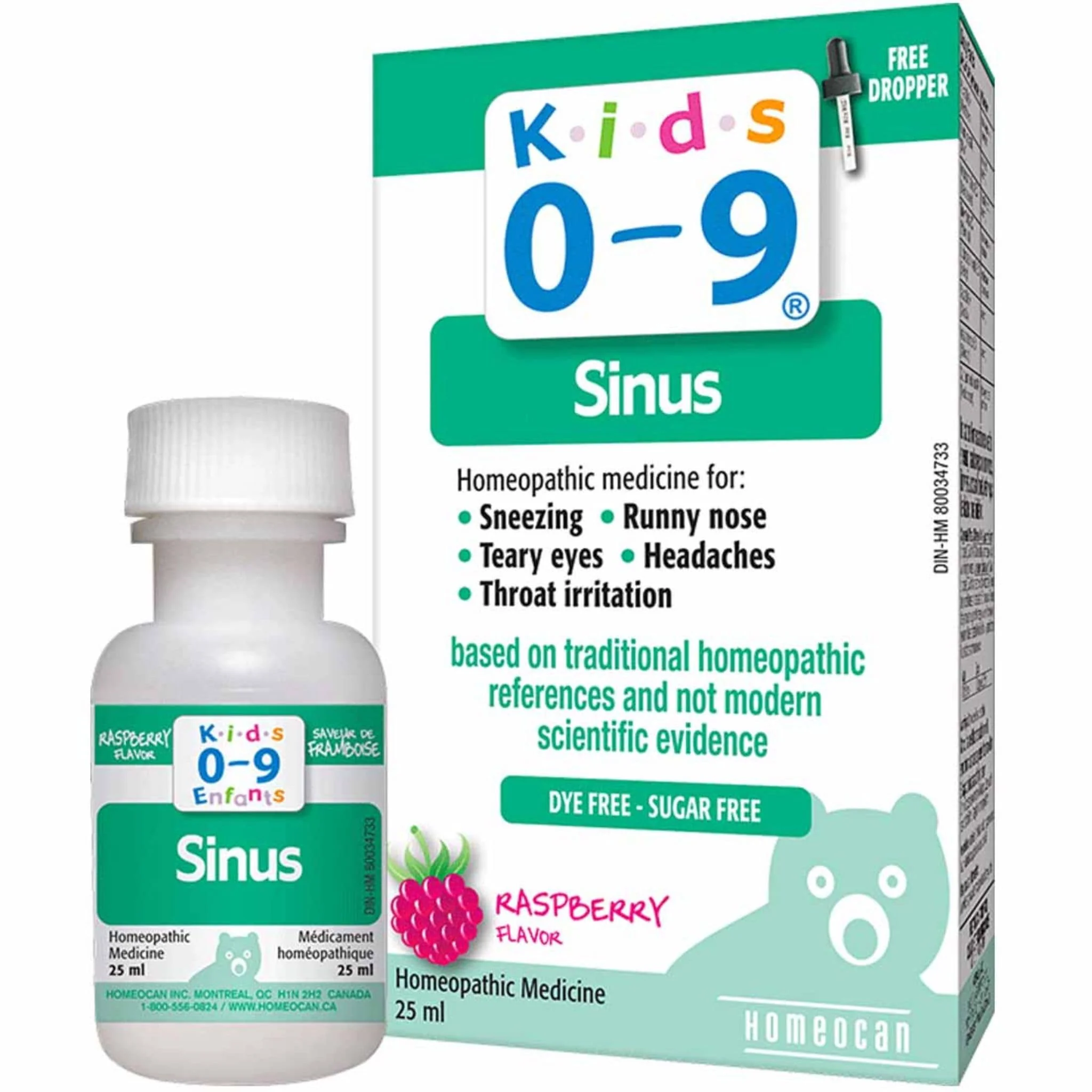 Kids 0-9 Sinus, Homeopathic Remedy for Kid's Sinus, 25ml, Raspberry
