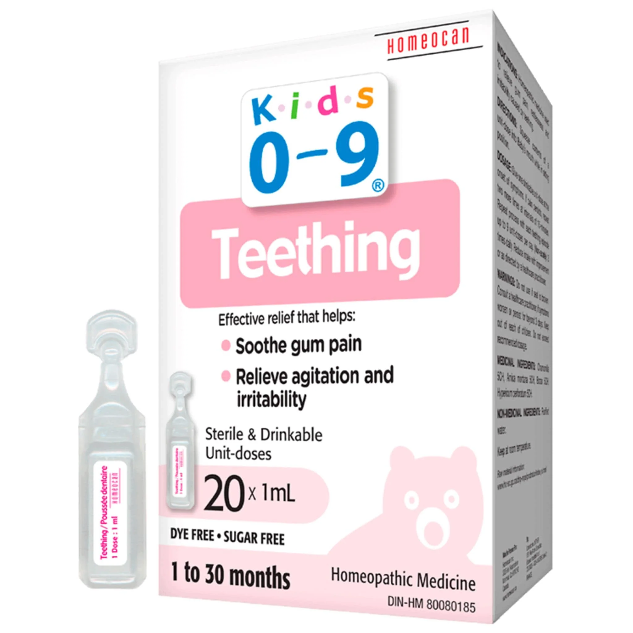 Kids 0-9 Uni-Dose Teething, 1 to 3 Month Supply, 20x1ml