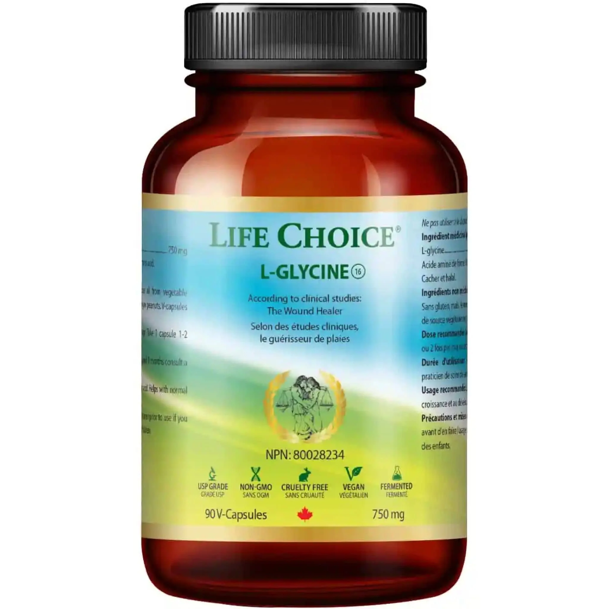 Life Choice L-Glycine 750mg, 90 V-Capsules - Image 2