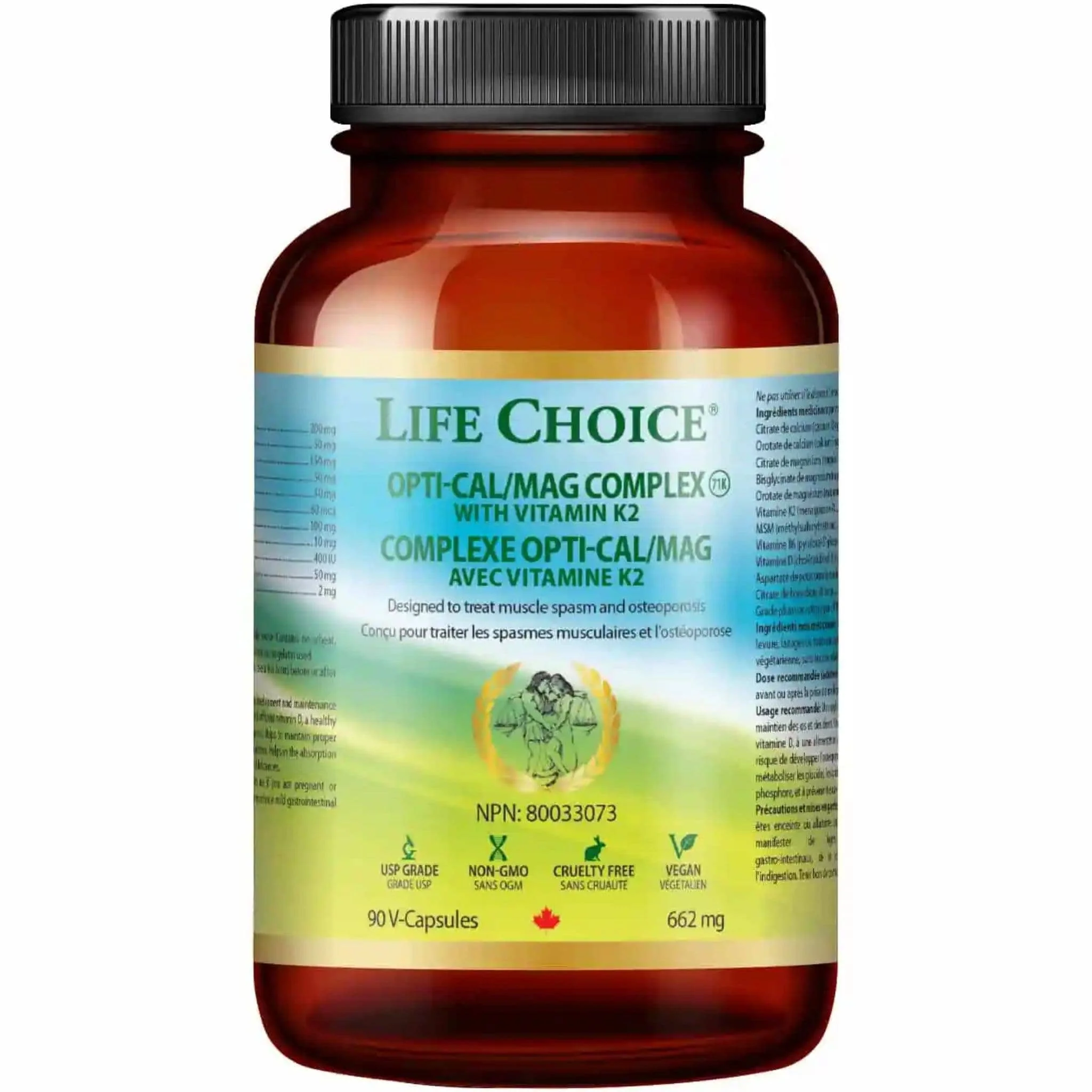 Life Choice Opti-Cal, Magnesium with Vitamin K2, 662mg, 90 V-Capsules - Image 2