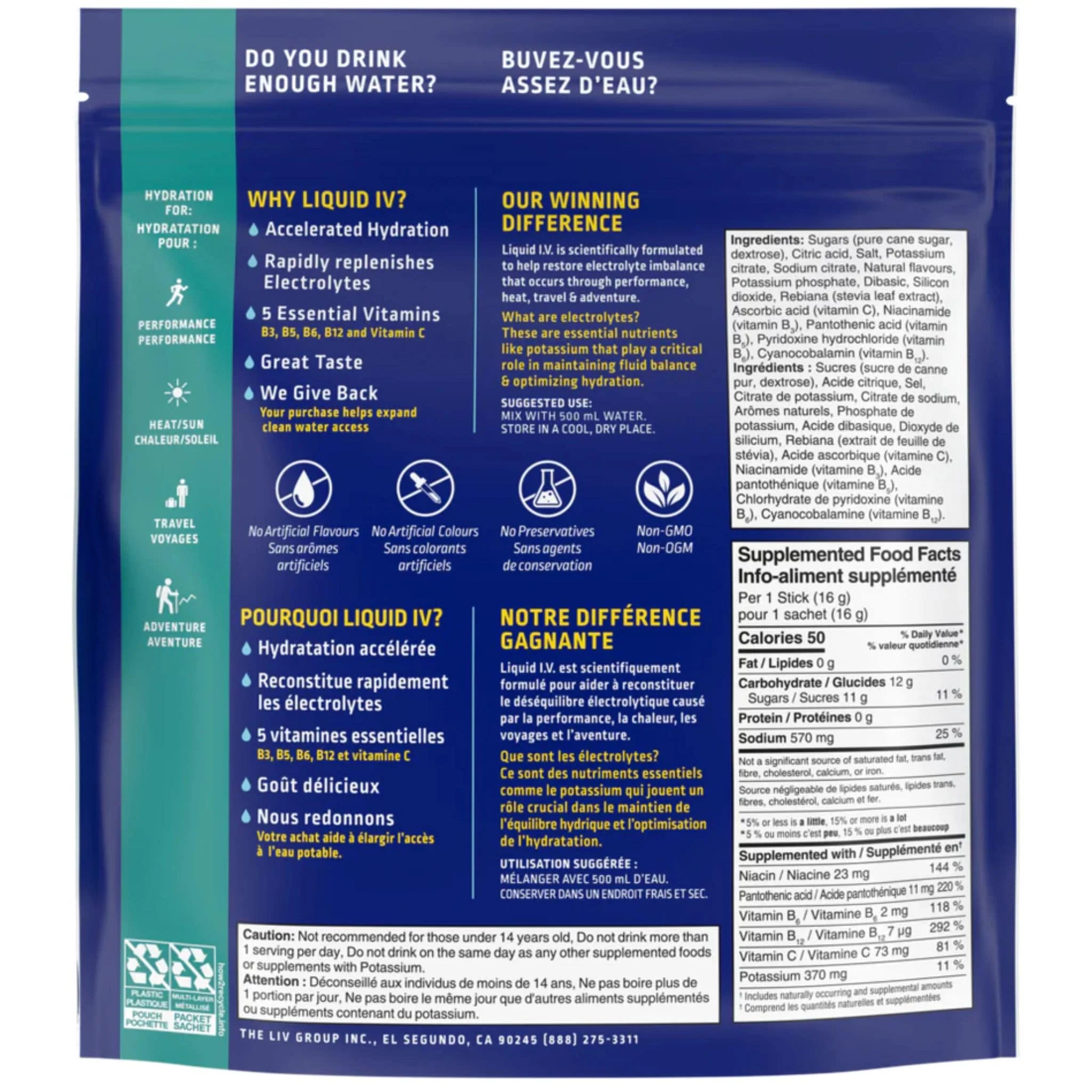 Liquid IV Hydration Multiplier, Electrolyte Drink Mix, 6-16 Stick Packs - Image 6