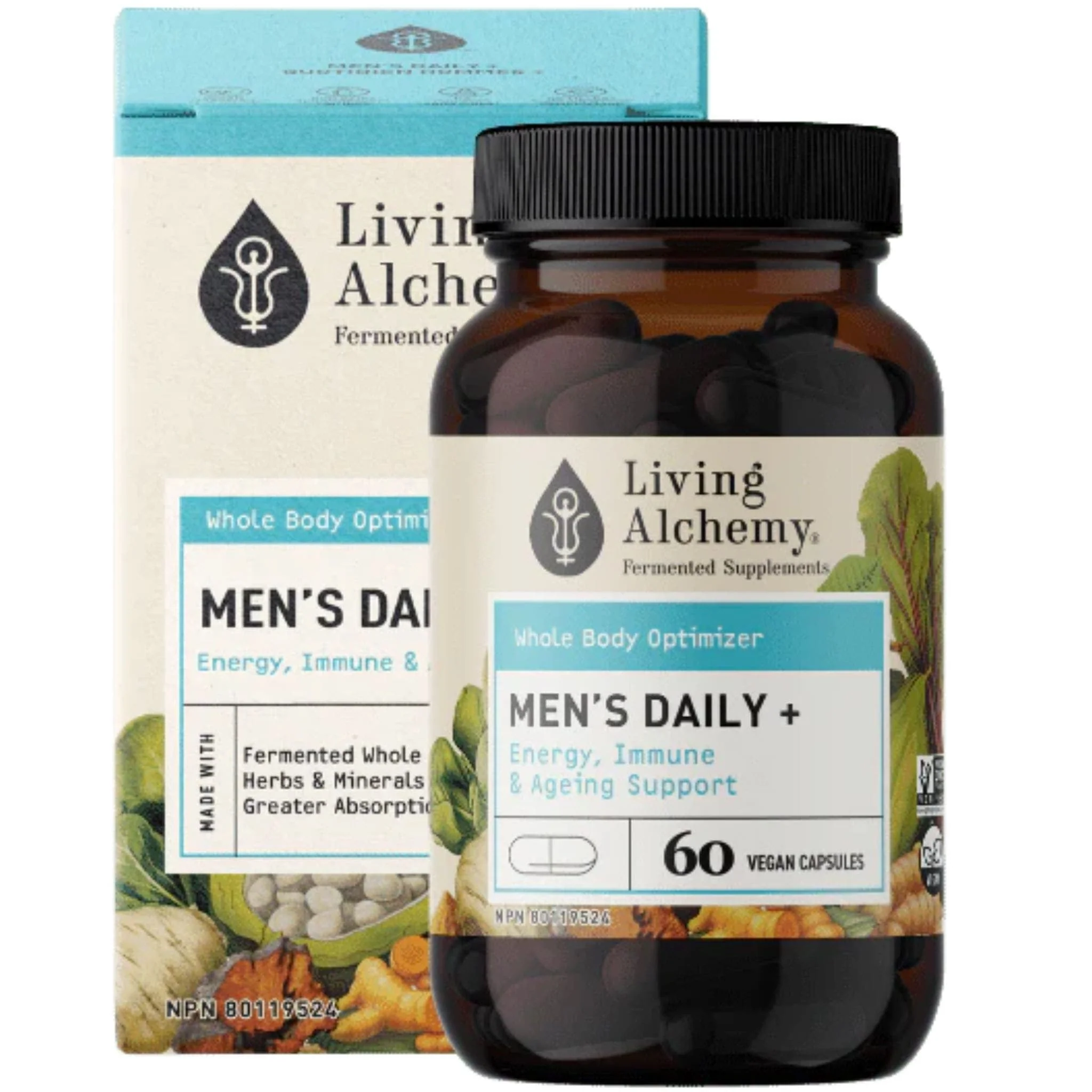 Living Alchemy Mens Daily Plus Multivitamin with Energy, Immune and Aging Support, 60 Vegetable Capsules - Image 3