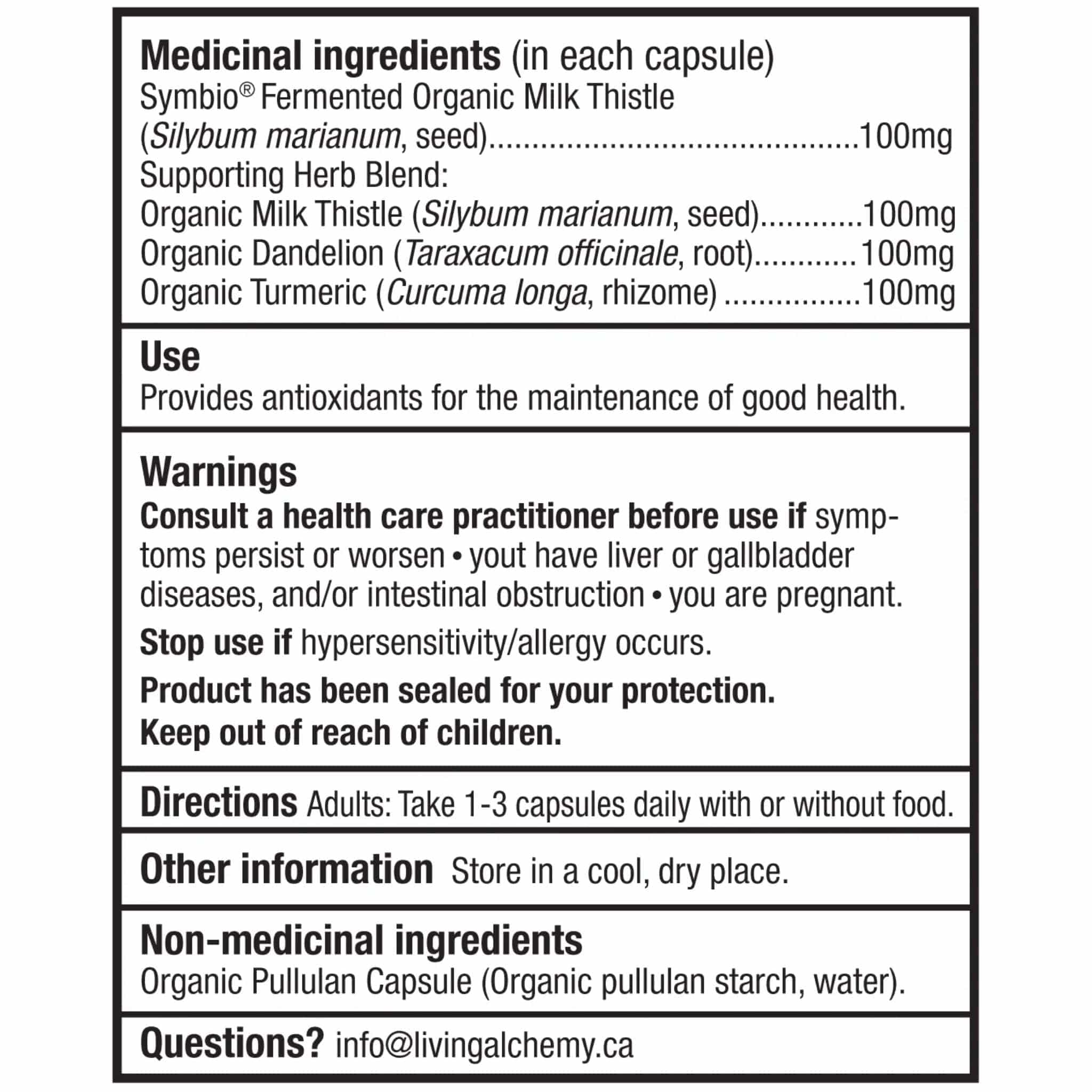 Living Alchemy Milk Thistle Alive 100mg, Fermented Milk Thistle Capsules - Image 2